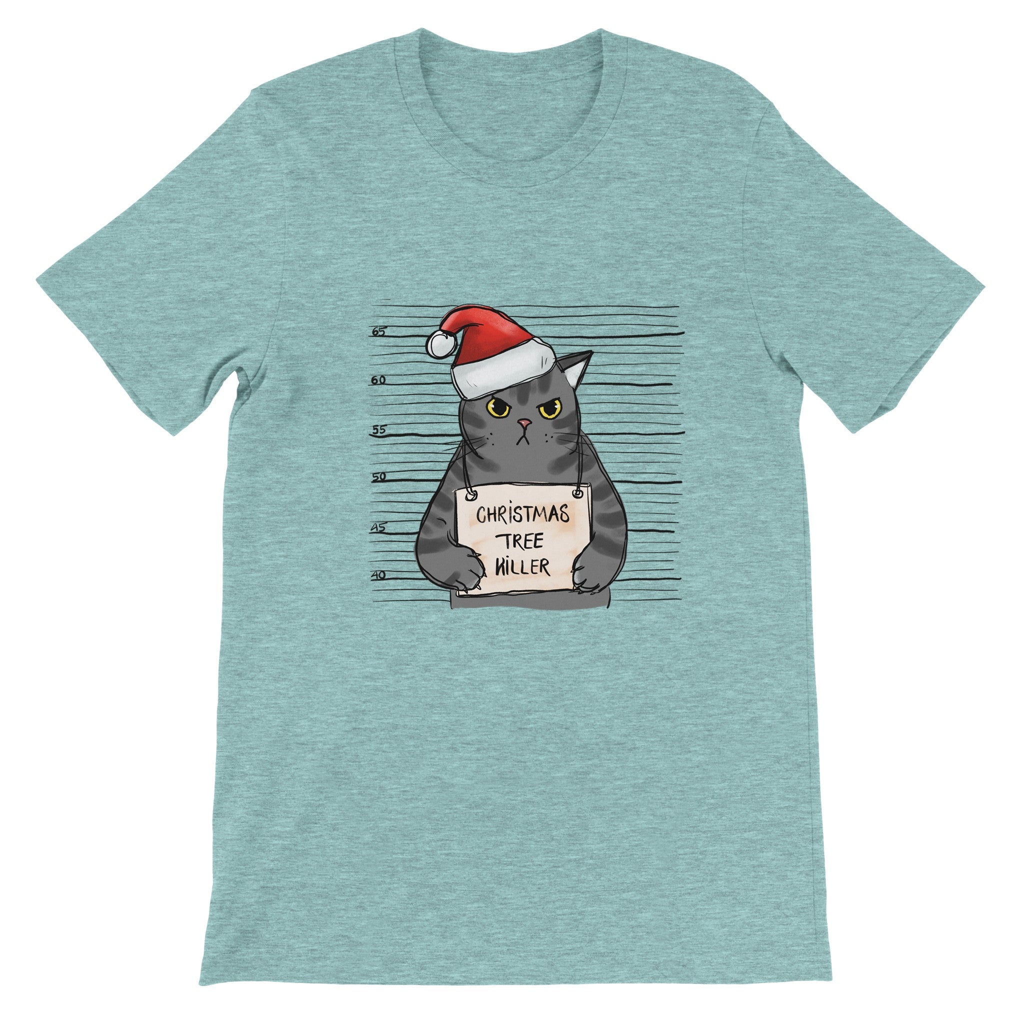 Budget Unisex Crewneck T-shirt/Cat-Christmas Tree-Killer - Enet Images