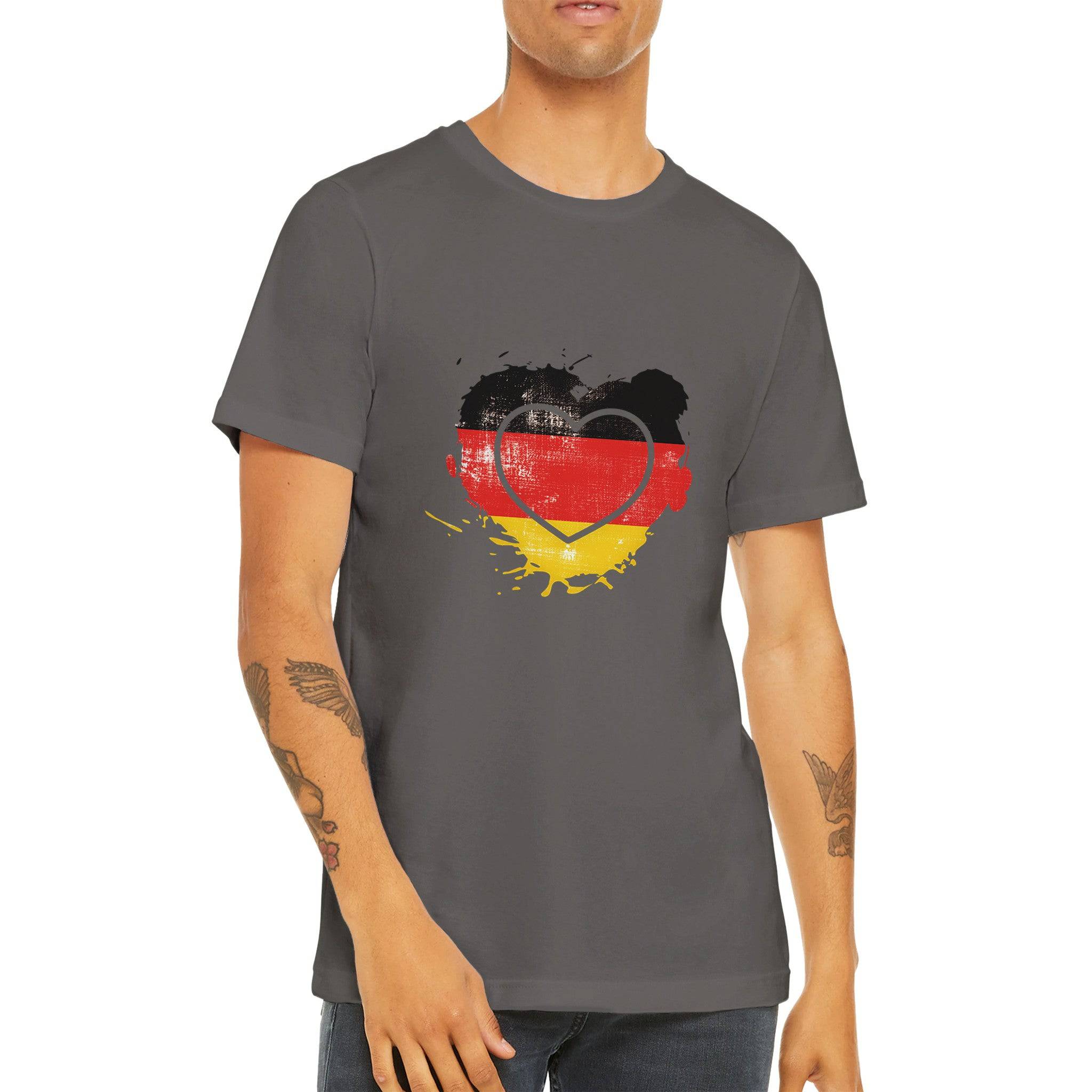 Budget Unisex Crewneck T-shirt/Heart-Vintage-Flag-Germany - Enet Images