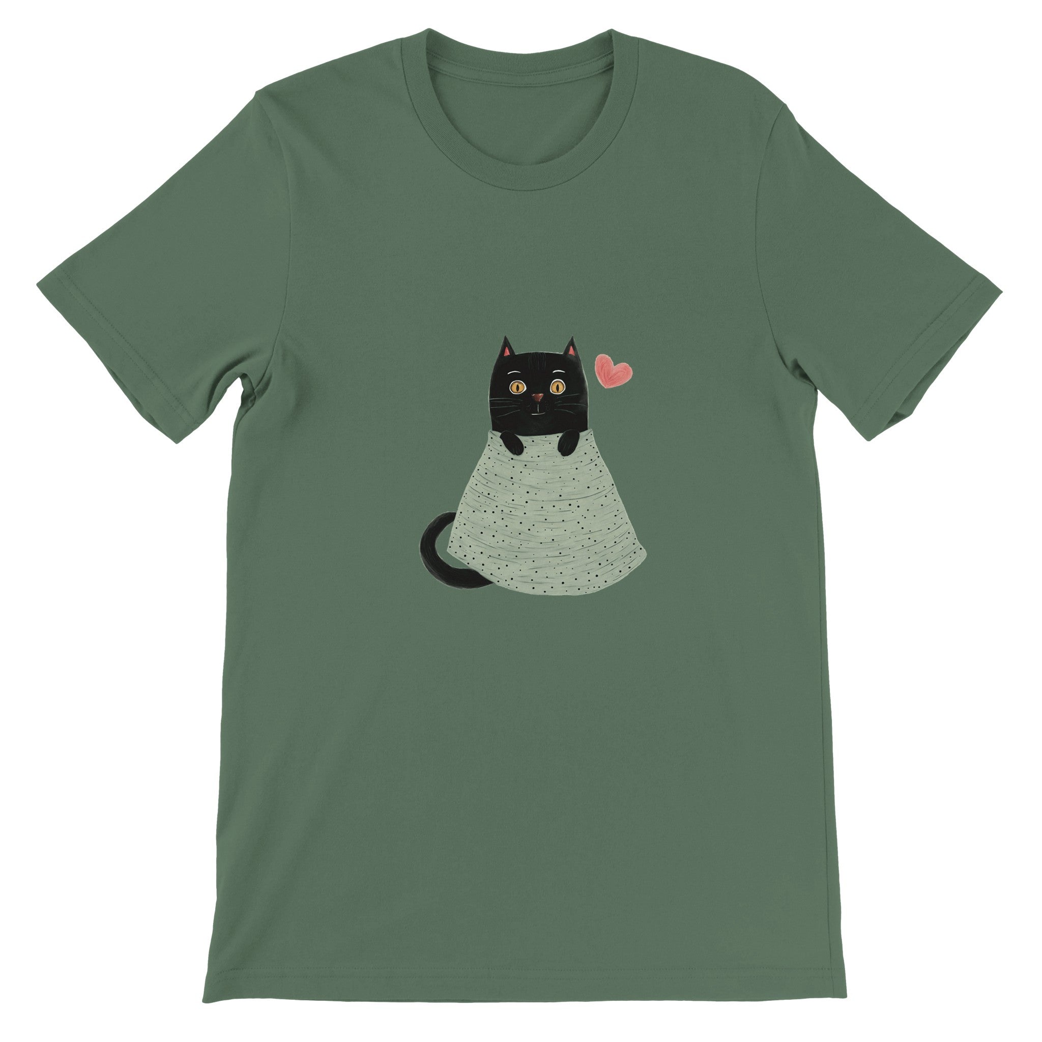 Budget Unisex Crewneck T-shirt/Cute-Black-Cat - Enet Images