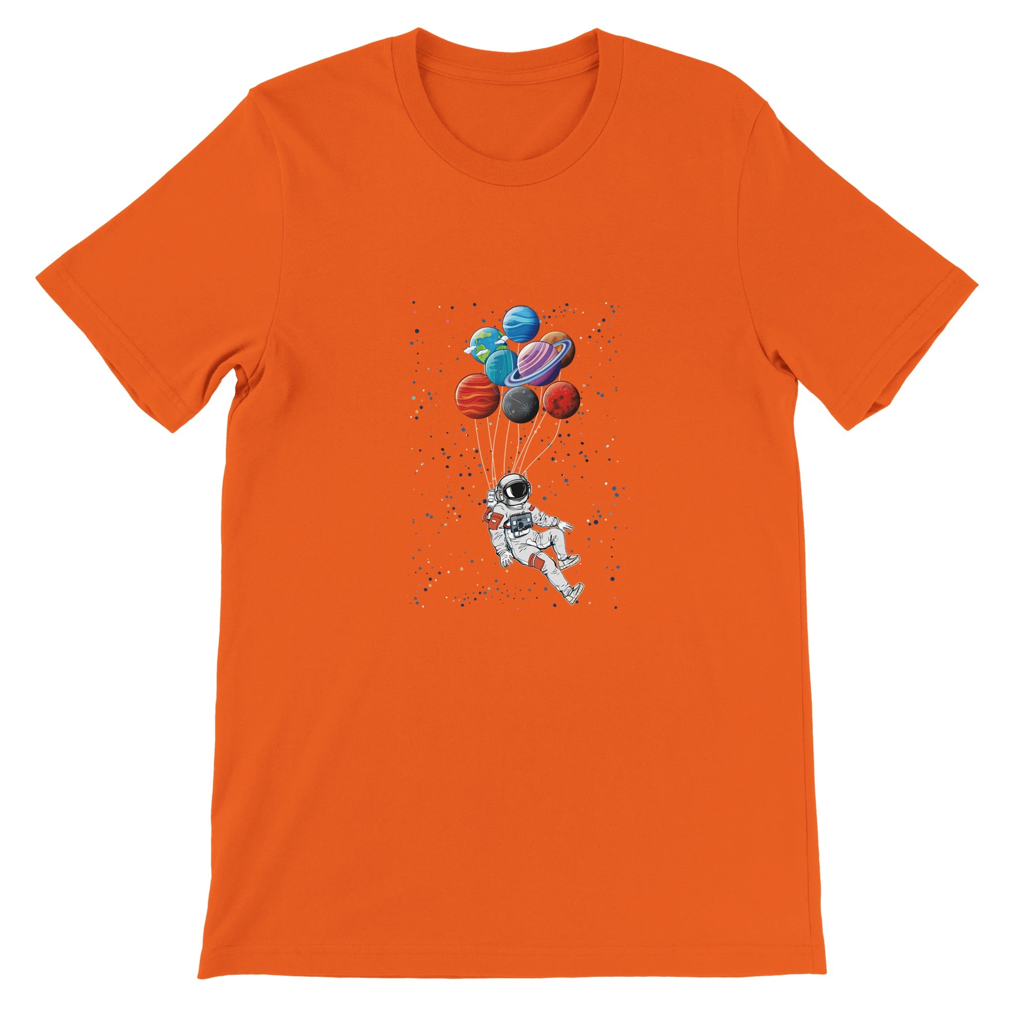 Budget Unisex Crewneck T-shirt/Astronaut-Ballons-Space - Enet Images