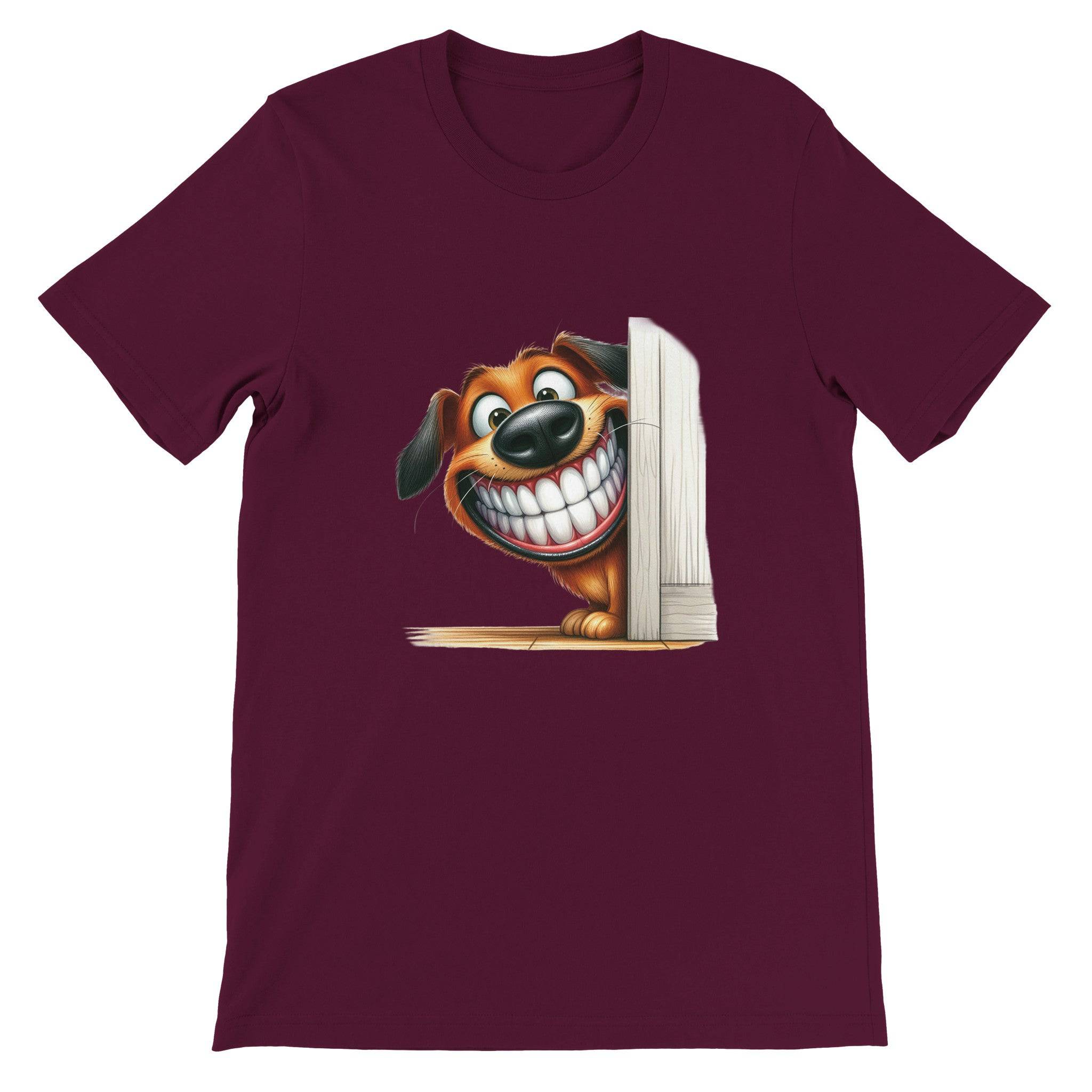 Budget Unisex Crewneck T-shirt/Dog-Funny-Peeking - Enet Images