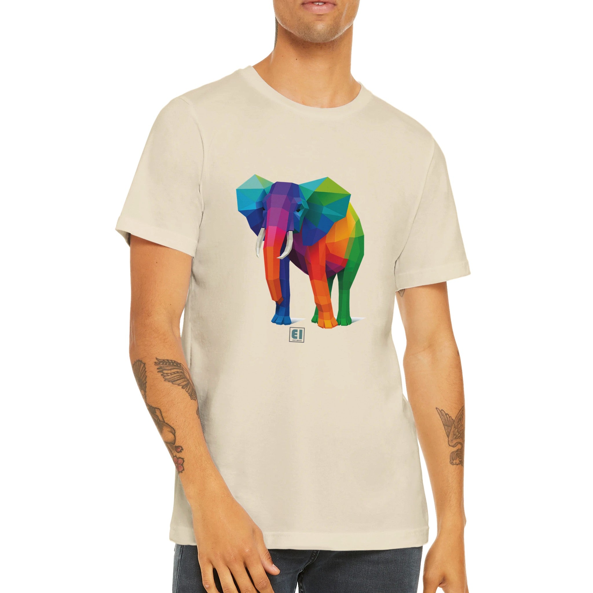 Budget Unisex Crewneck T-shirt/Elephant-Colorful - Enet Images