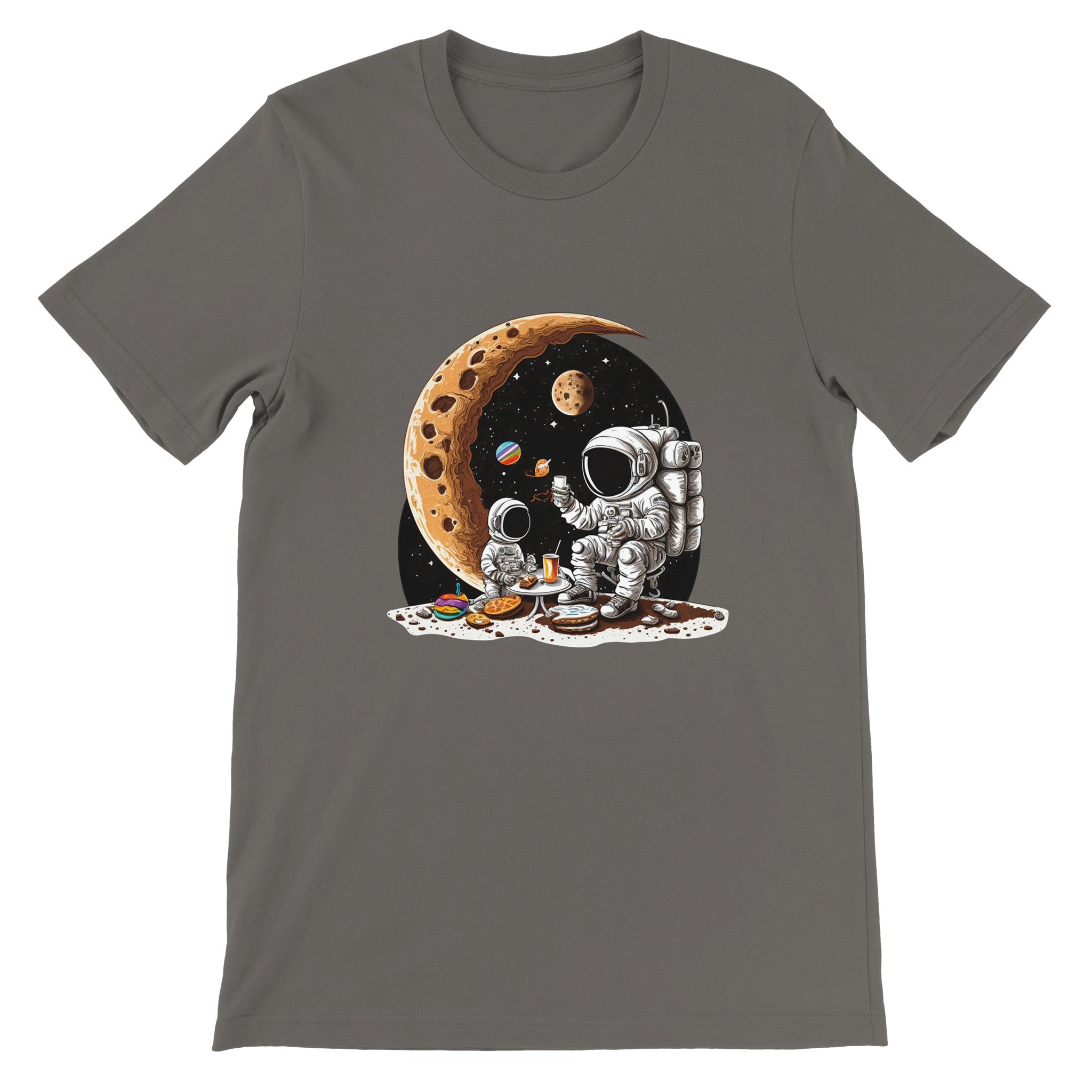 Budget Unisex Crewneck T-shirt/Astronaut-Son-Drinking-Coffee - Enet Images