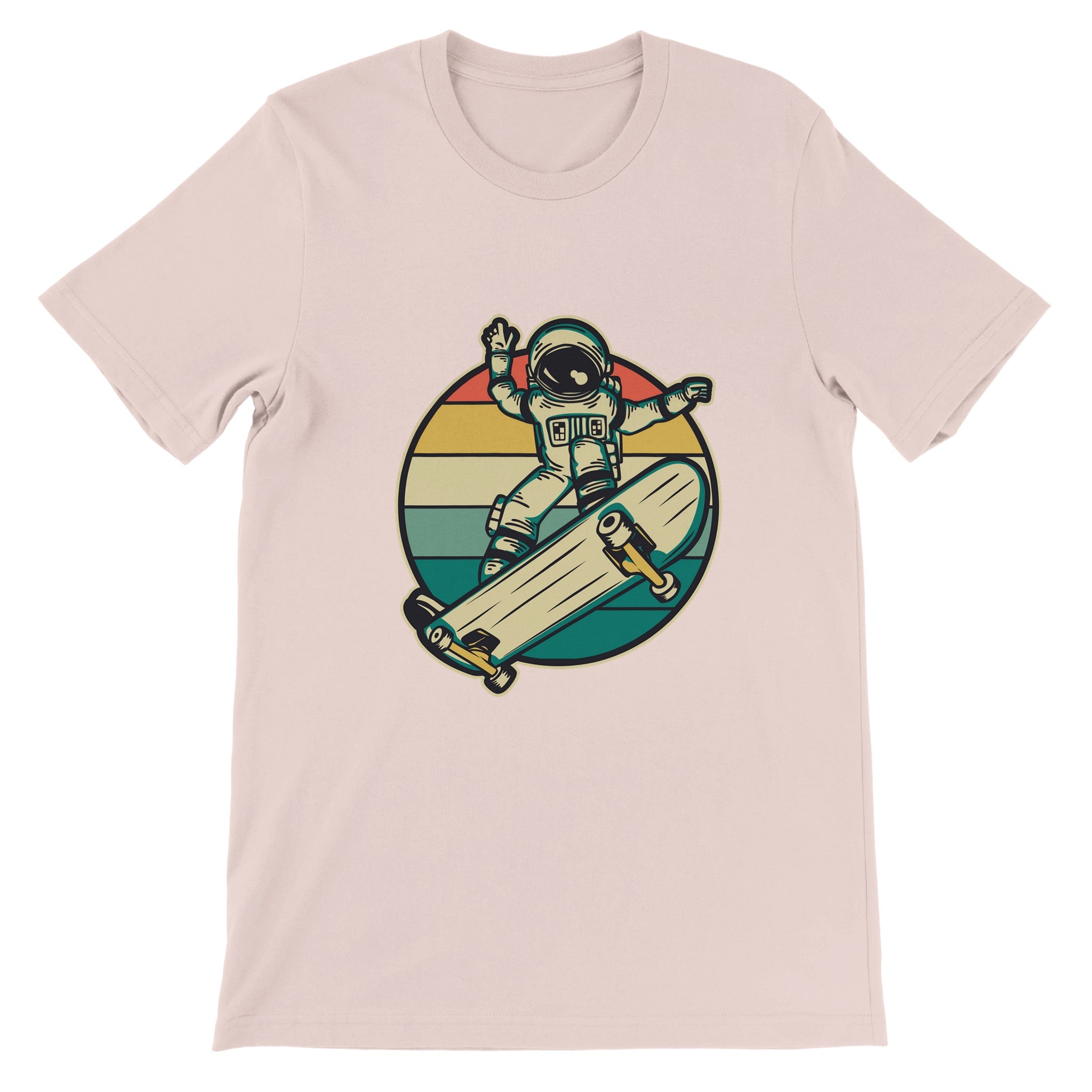 Budget Unisex Crewneck T-shirt/Astronaut-Skating-Retro - Enet Images
