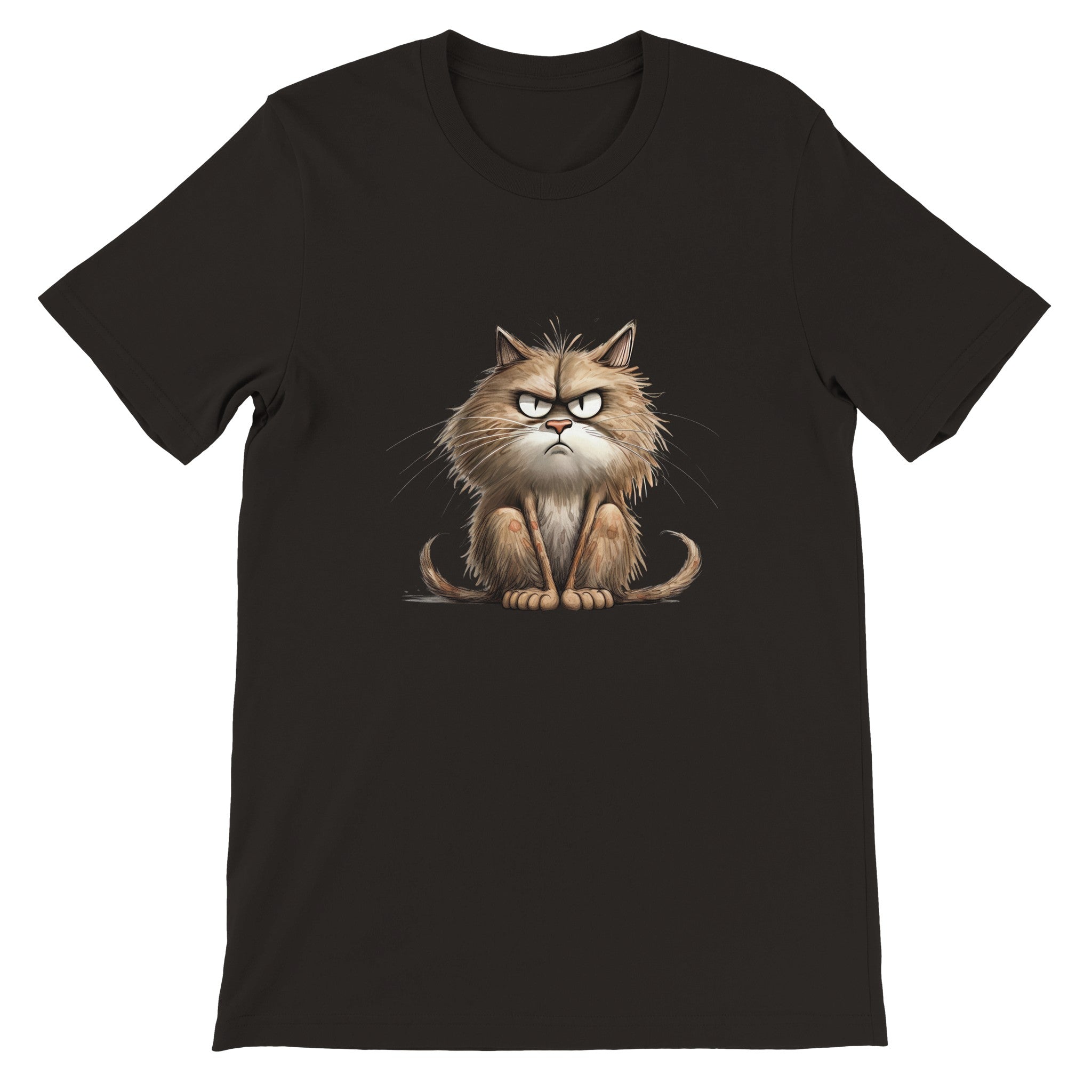 Budget Unisex Crewneck T-shirt/Cat-Angry-Face - Enet Images