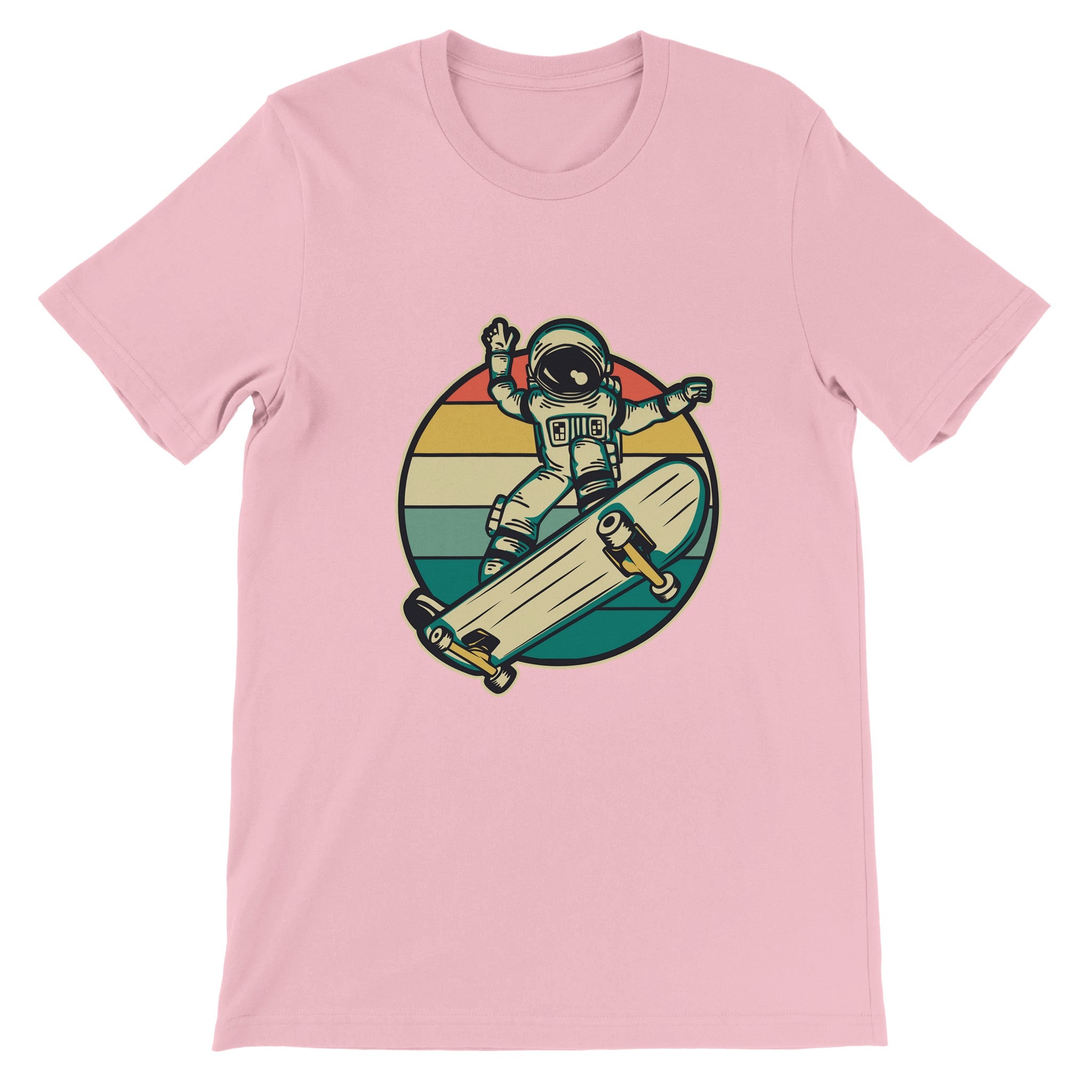 Budget Unisex Crewneck T-shirt/Astronaut-Skating-Retro - Enet Images