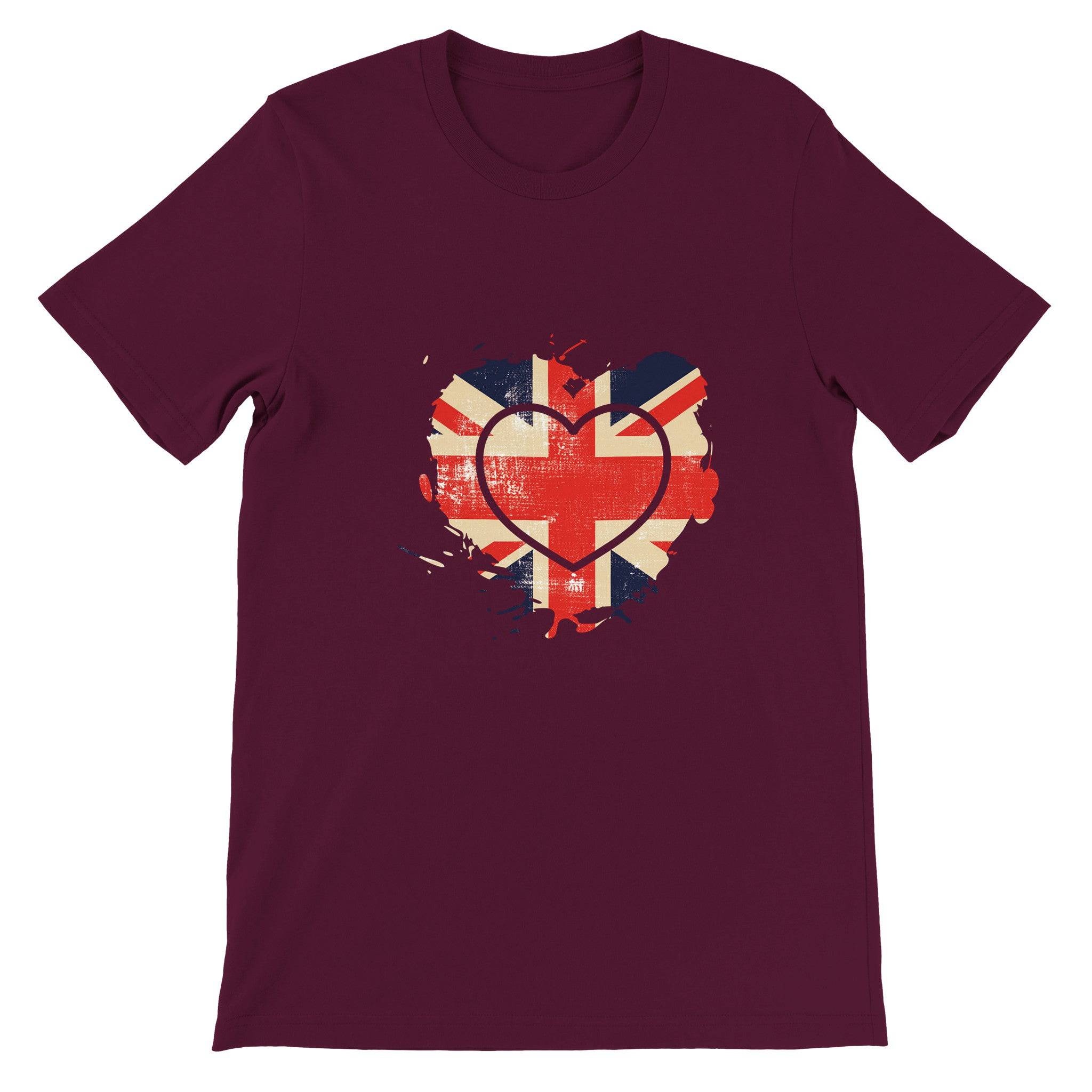 Budget Unisex Crewneck T-shirt/UK-Vintage-Flag-Heart - Enet Images