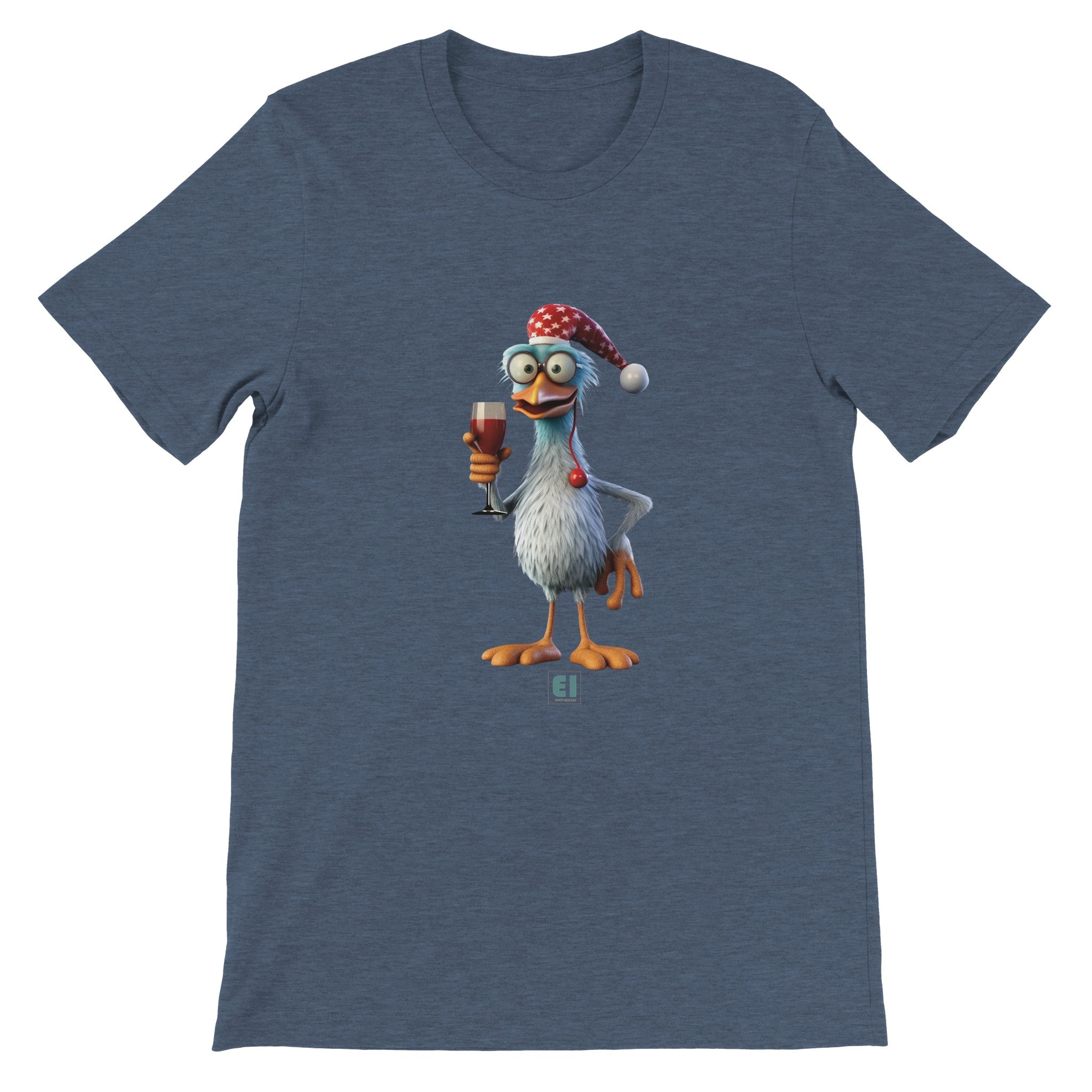 Budget Unisex Crewneck T-shirt/Rooster-Drinking-Wine - Enet Images