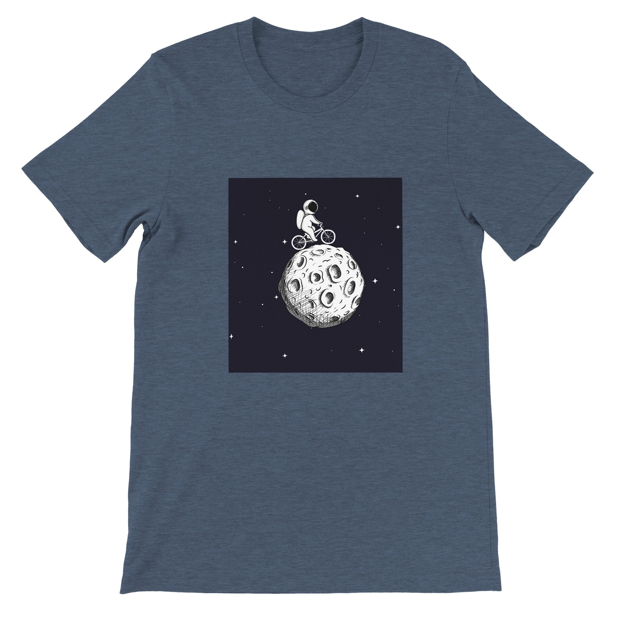 Budget Unisex Crewneck T-shirt/Astronaut-Cycling-Moon - Enet Images