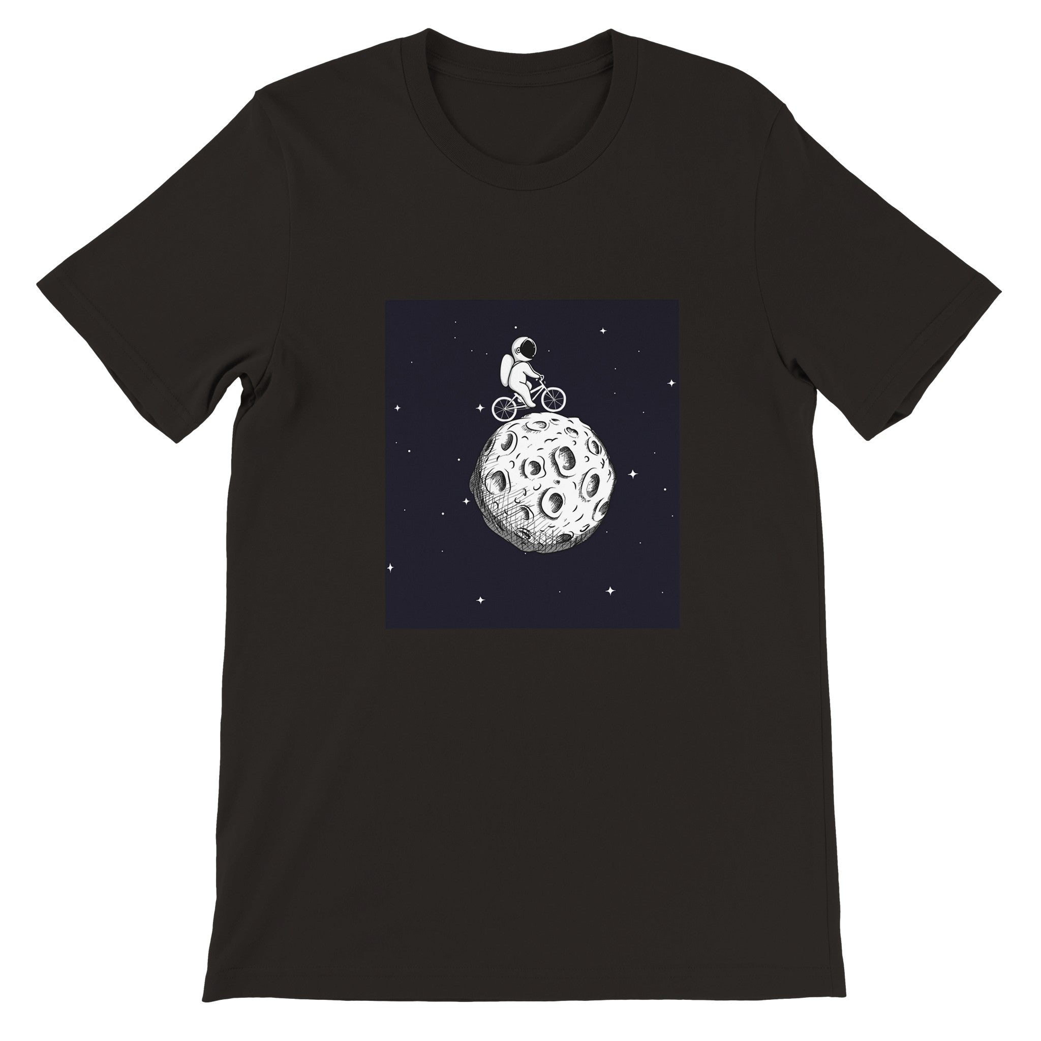 Budget Unisex Crewneck T-shirt/Astronaut-Cycling-Moon - Enet Images