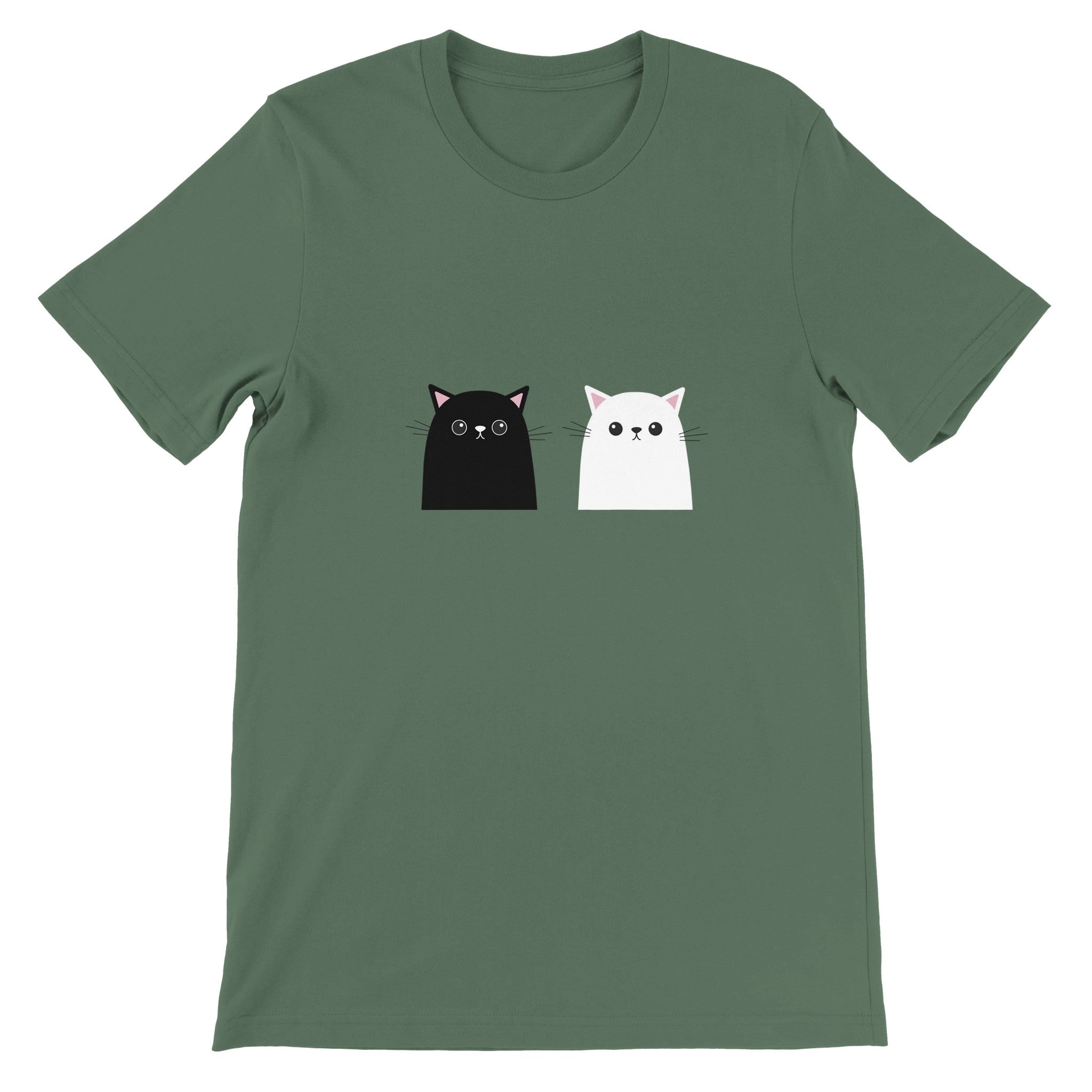 Budget Unisex Crewneck T-shirt/Black-&-White-Cat - Enet Images