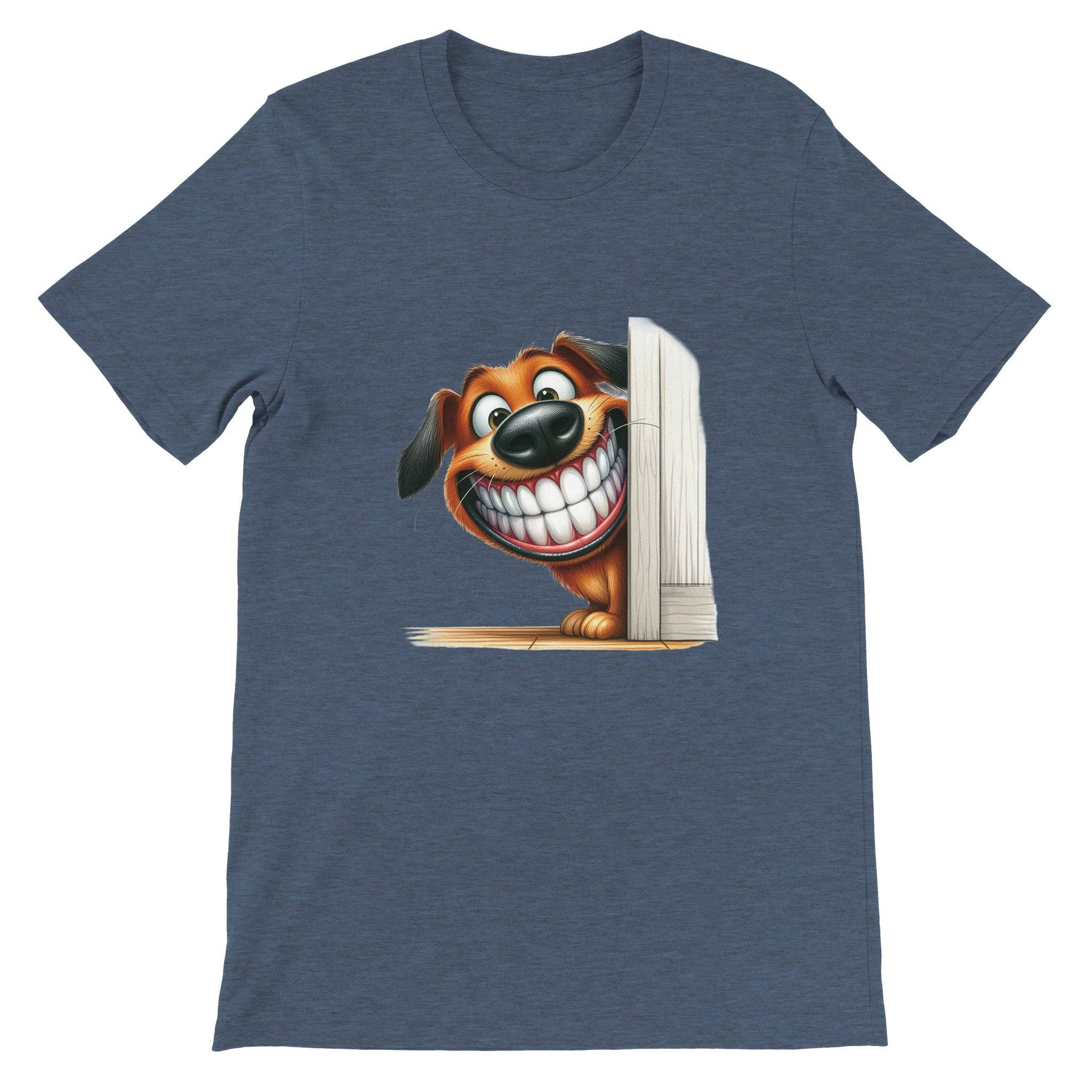 Budget Unisex Crewneck T-shirt/Dog-Funny-Peeking - Enet Images