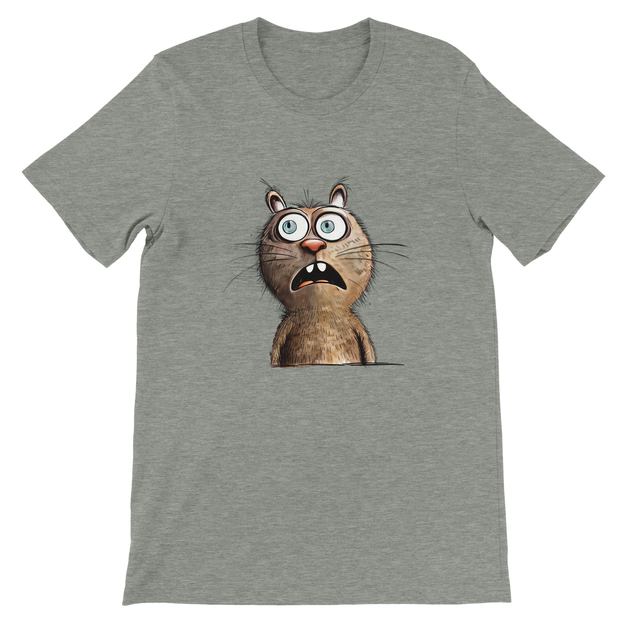 Budget Unisex Crewneck T-shirt/Funny-Cat-Face - Enet Images