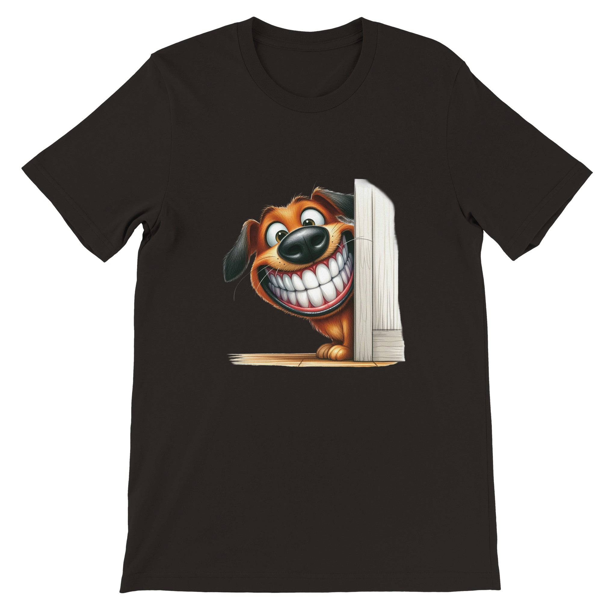 Budget Unisex Crewneck T-shirt/Dog-Funny-Peeking - Enet Images