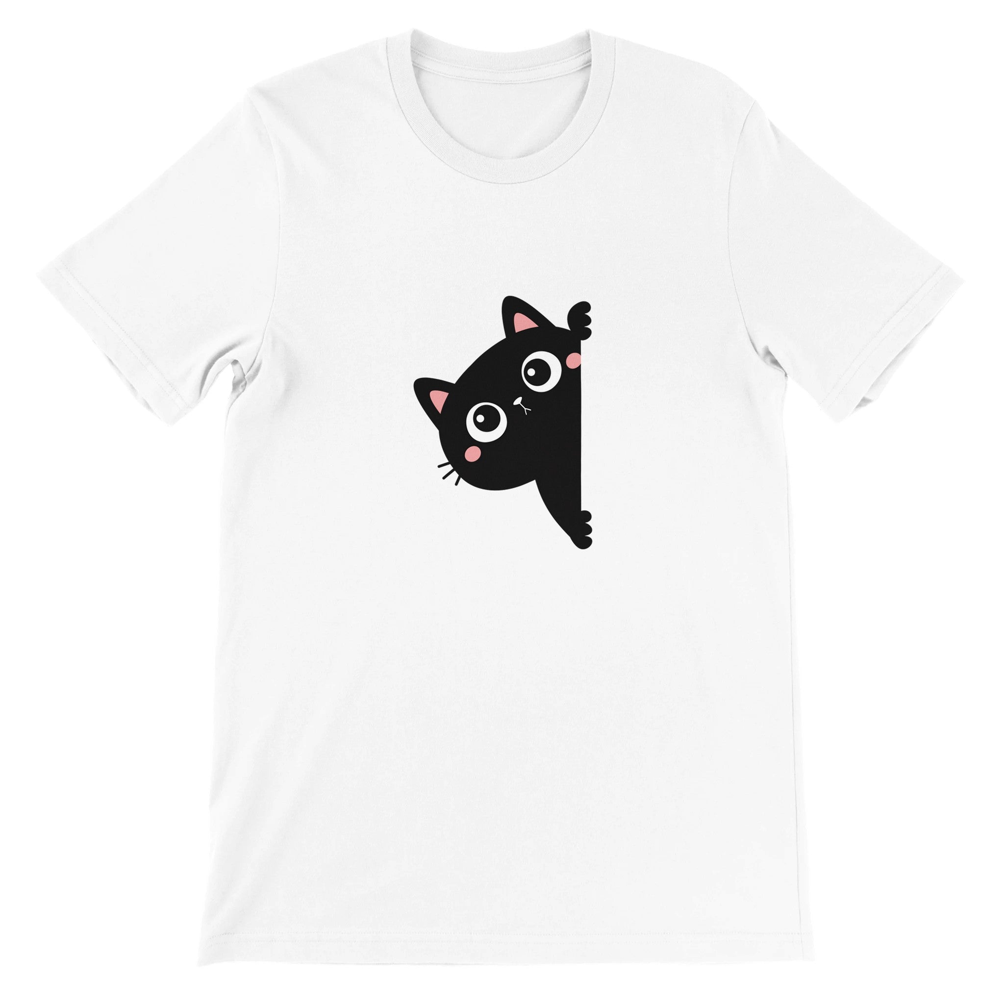Budget Unisex Crewneck T-shirt/Black-Cat-Hiding - Enet Images