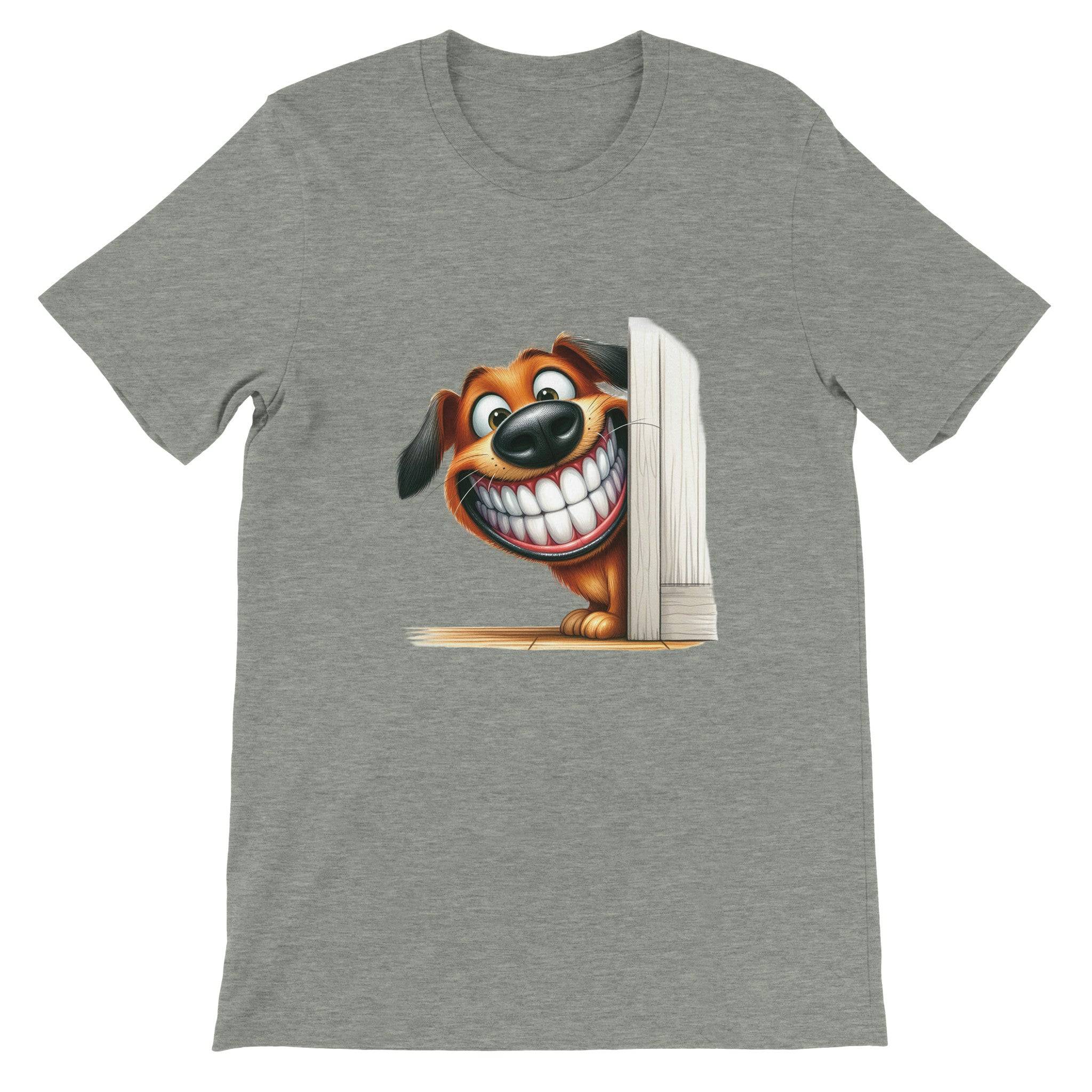 Budget Unisex Crewneck T-shirt/Dog-Funny-Peeking - Enet Images