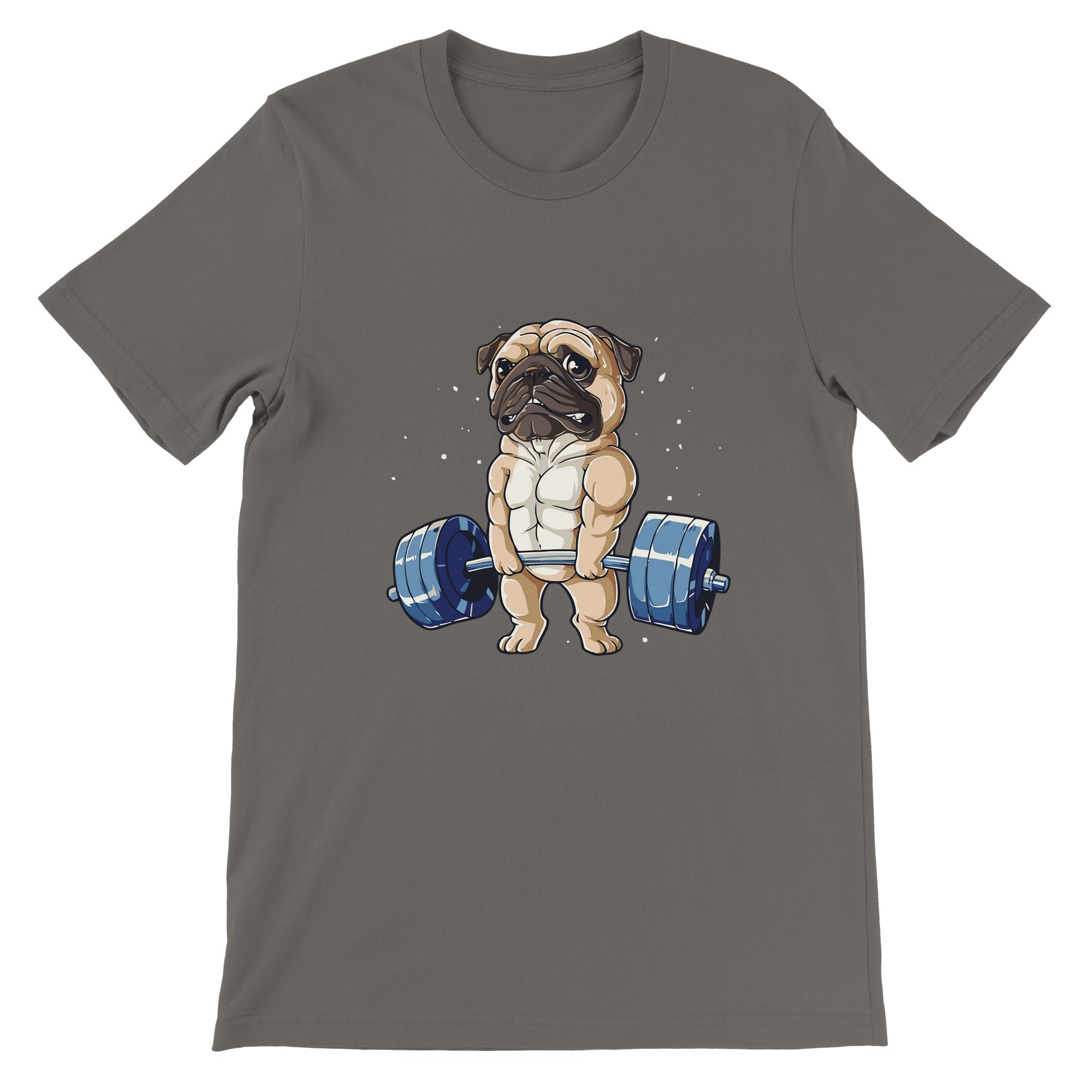 Budget Unisex Crewneck T-shirt/Pug-Weightlifting - Enet Images