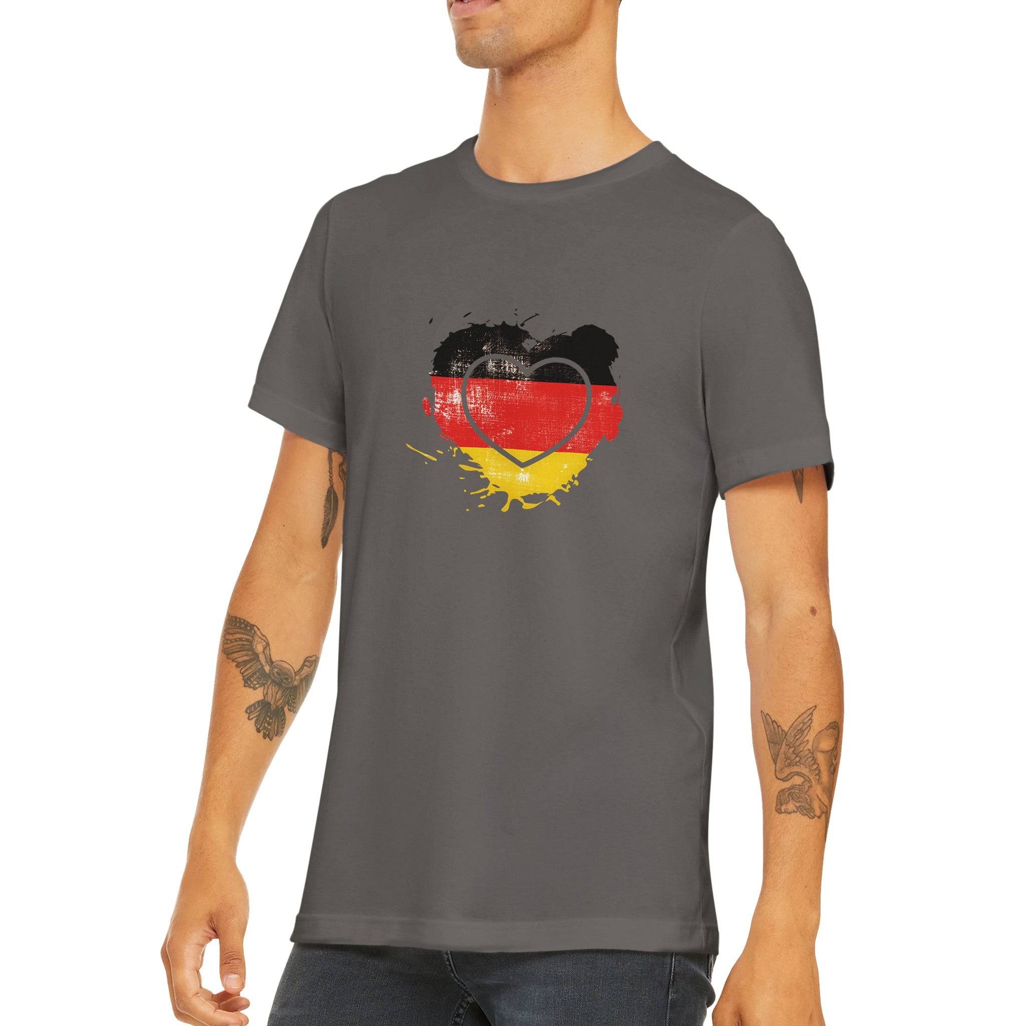 Budget Unisex Crewneck T-shirt/Heart-Vintage-Flag-Germany - Enet Images