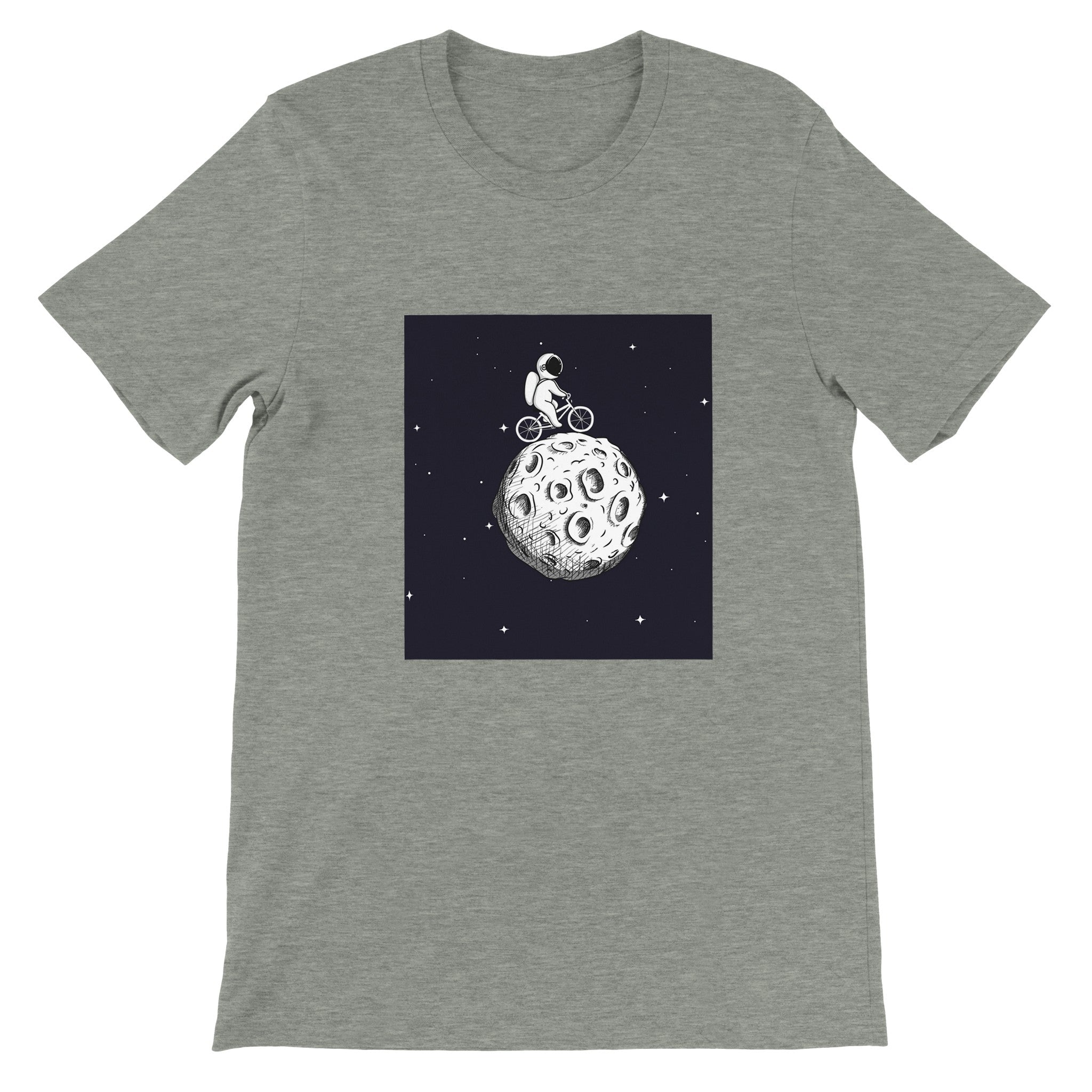 Budget Unisex Crewneck T-shirt/Astronaut-Cycling-Moon - Enet Images
