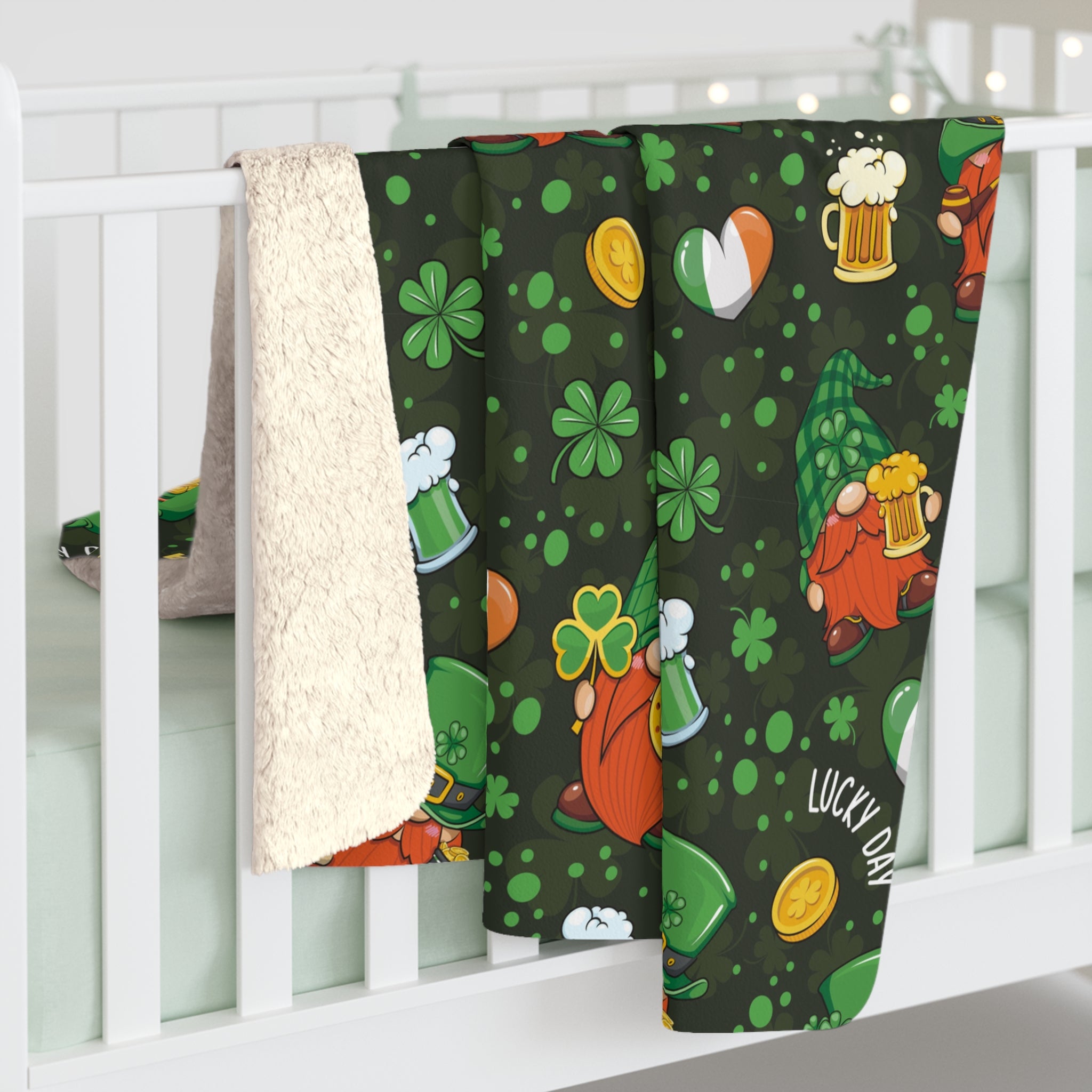 Saint Patrick's-Gnome/Sherpa Fleece Blanket - Enet Images