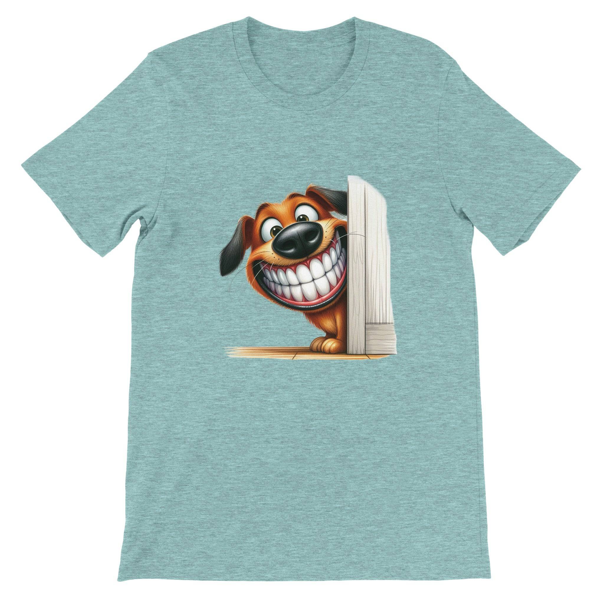 Budget Unisex Crewneck T-shirt/Dog-Funny-Peeking - Enet Images