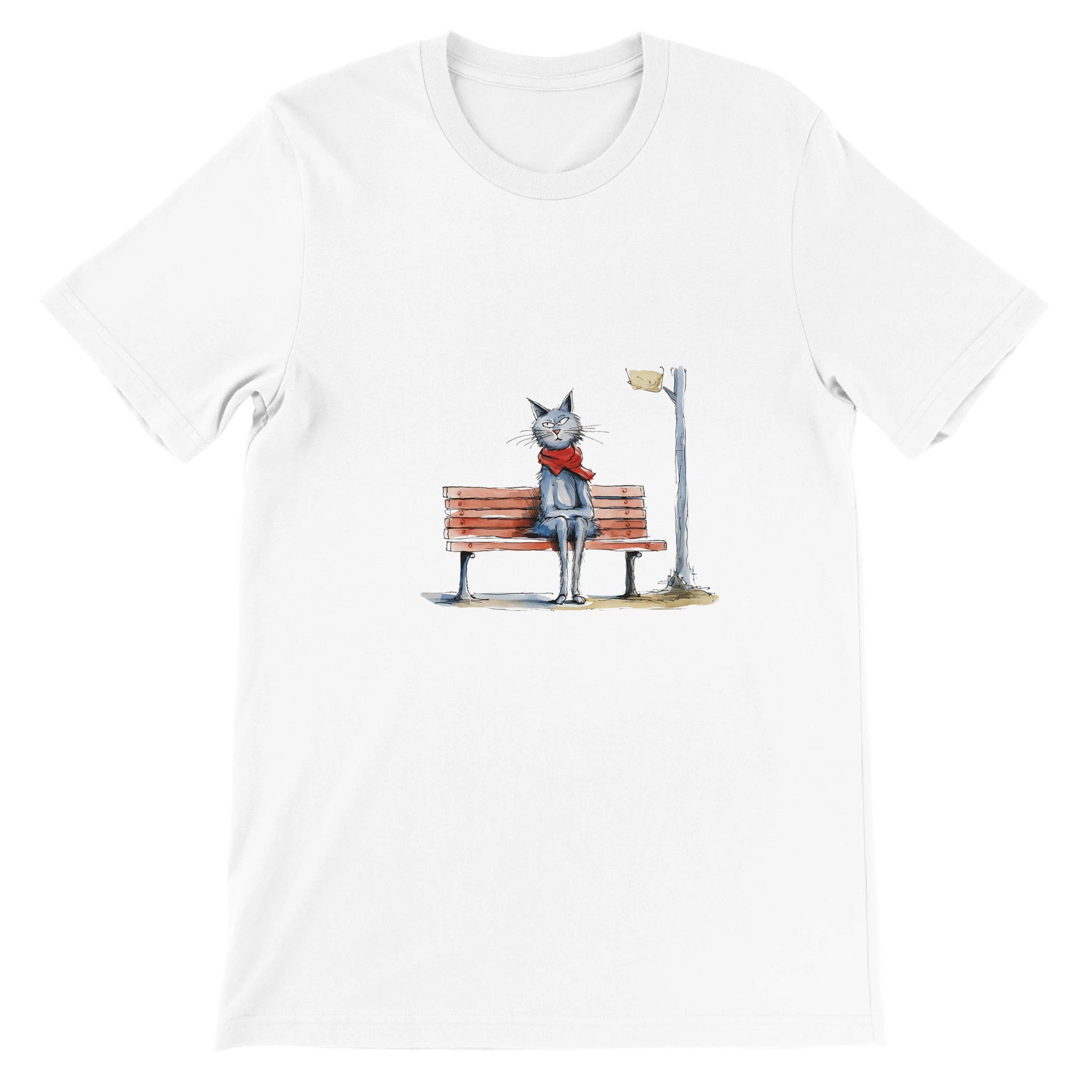 Budget Unisex Crewneck T-shirt/Cat-Loneliness - Enet Images