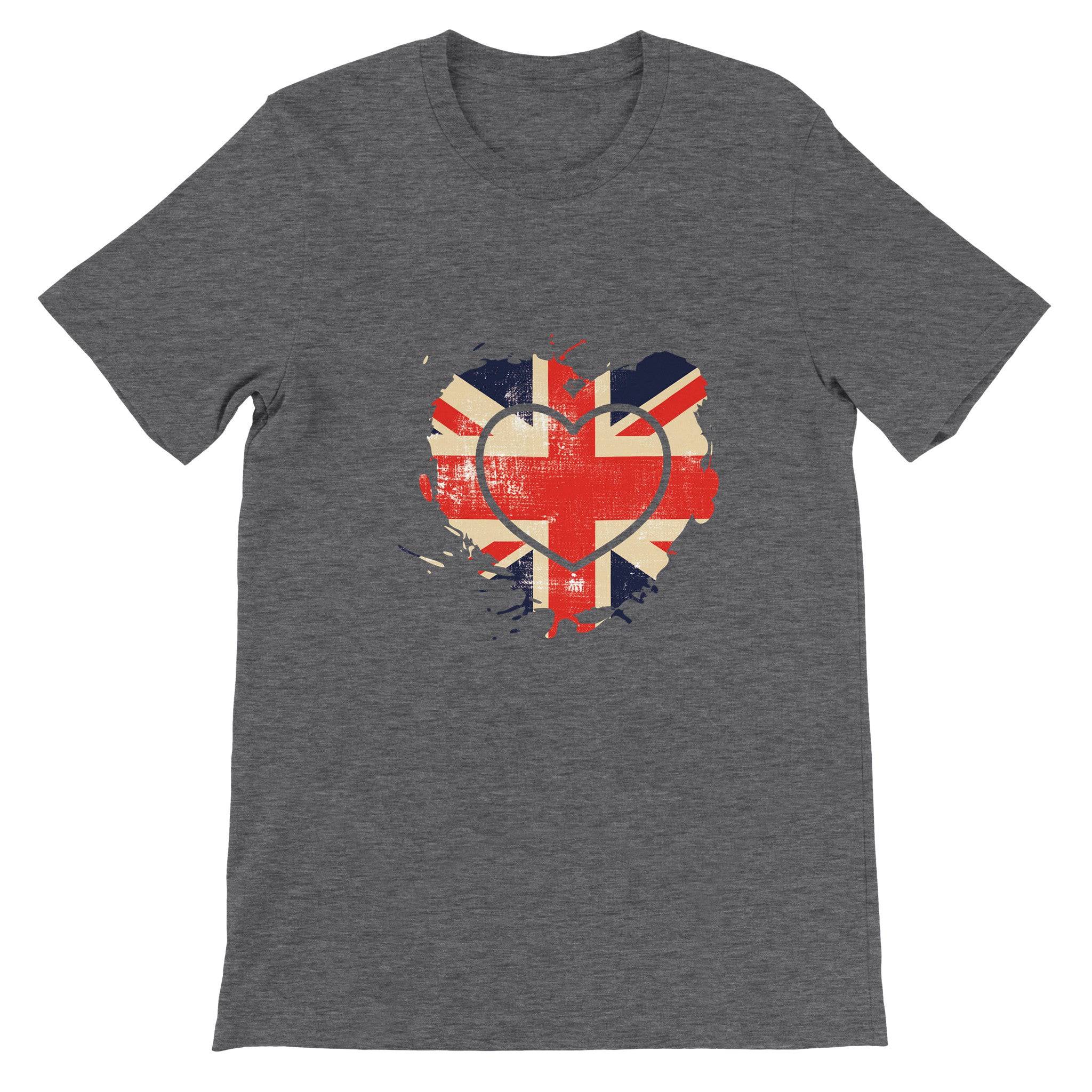 Budget Unisex Crewneck T-shirt/UK-Vintage-Flag-Heart - Enet Images