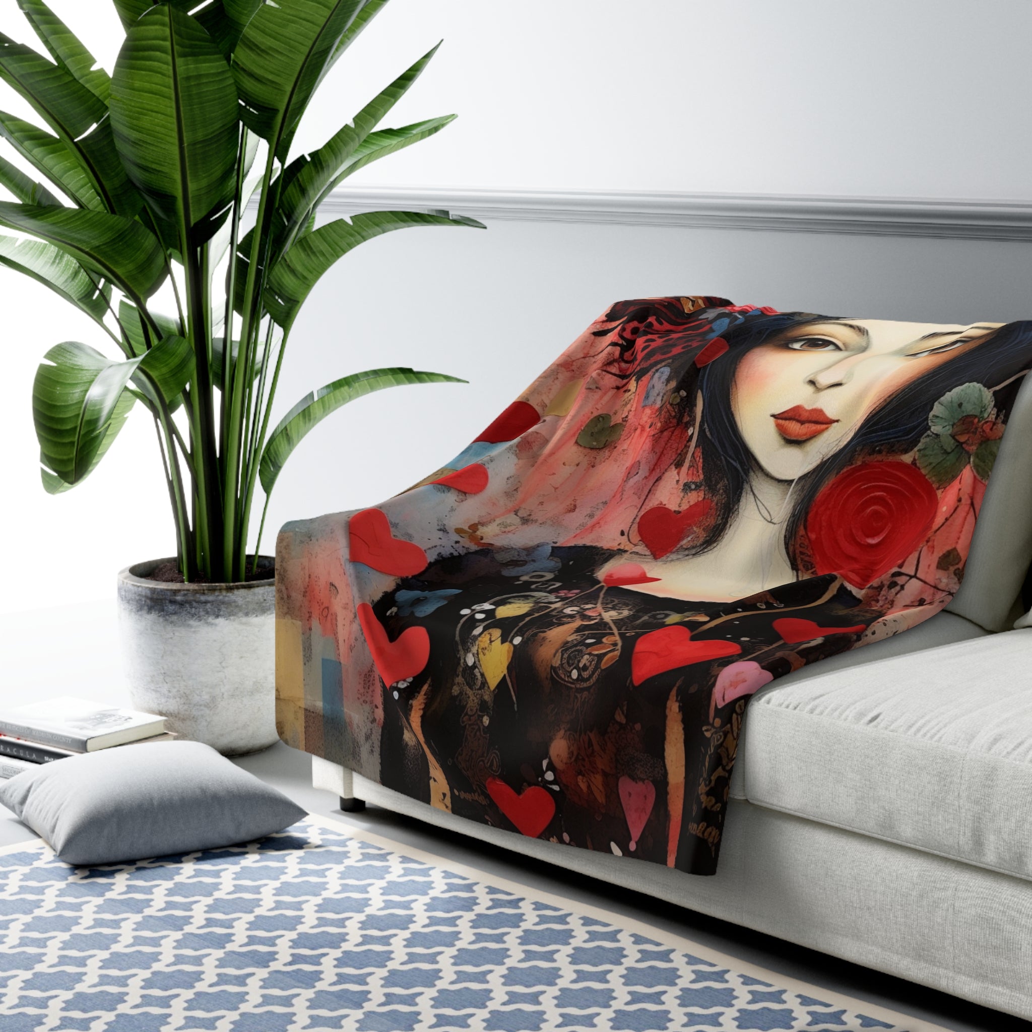 Valentine Romantic Girl/Sherpa Fleece Blanket - Enet Images