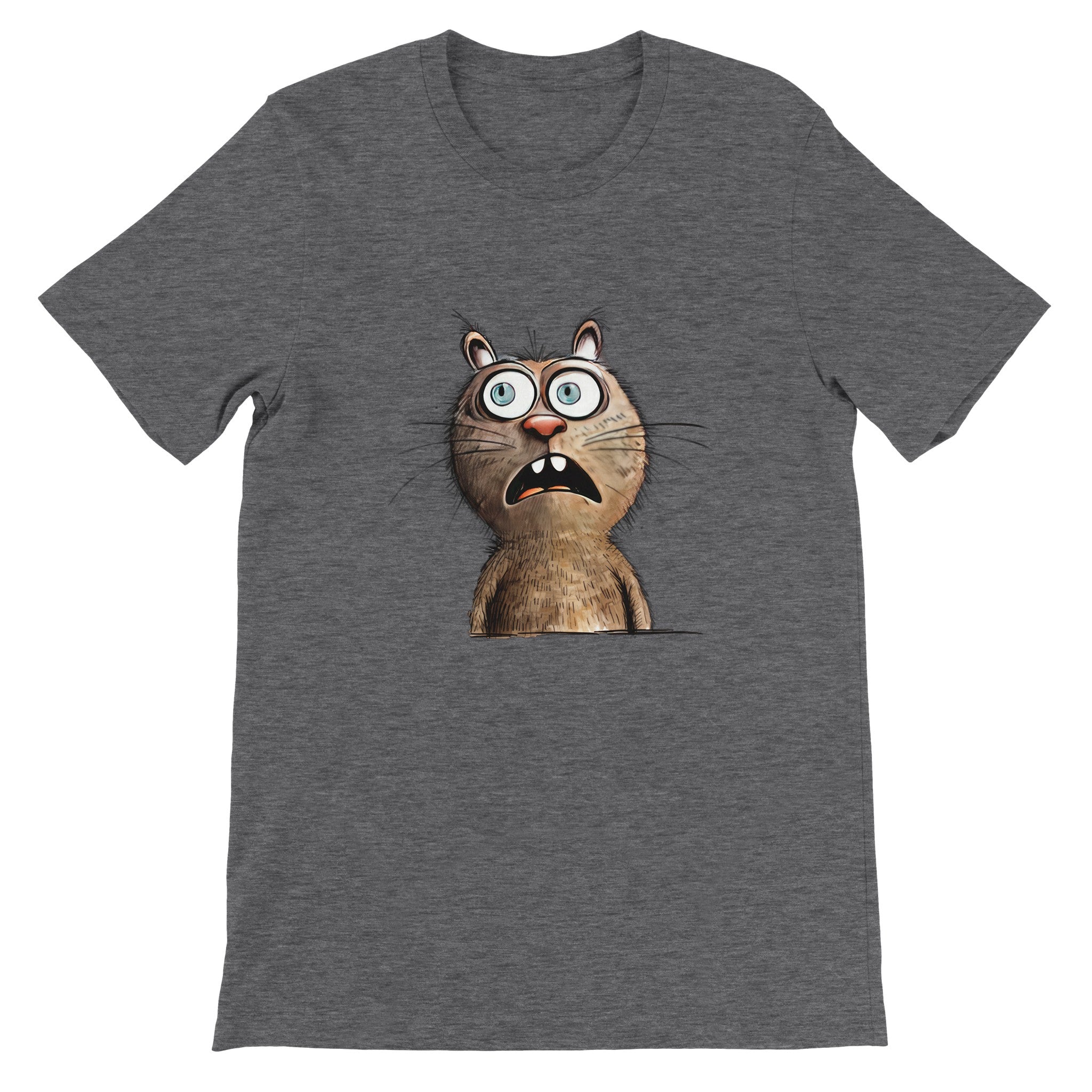 Budget Unisex Crewneck T-shirt/Funny-Cat-Face - Enet Images