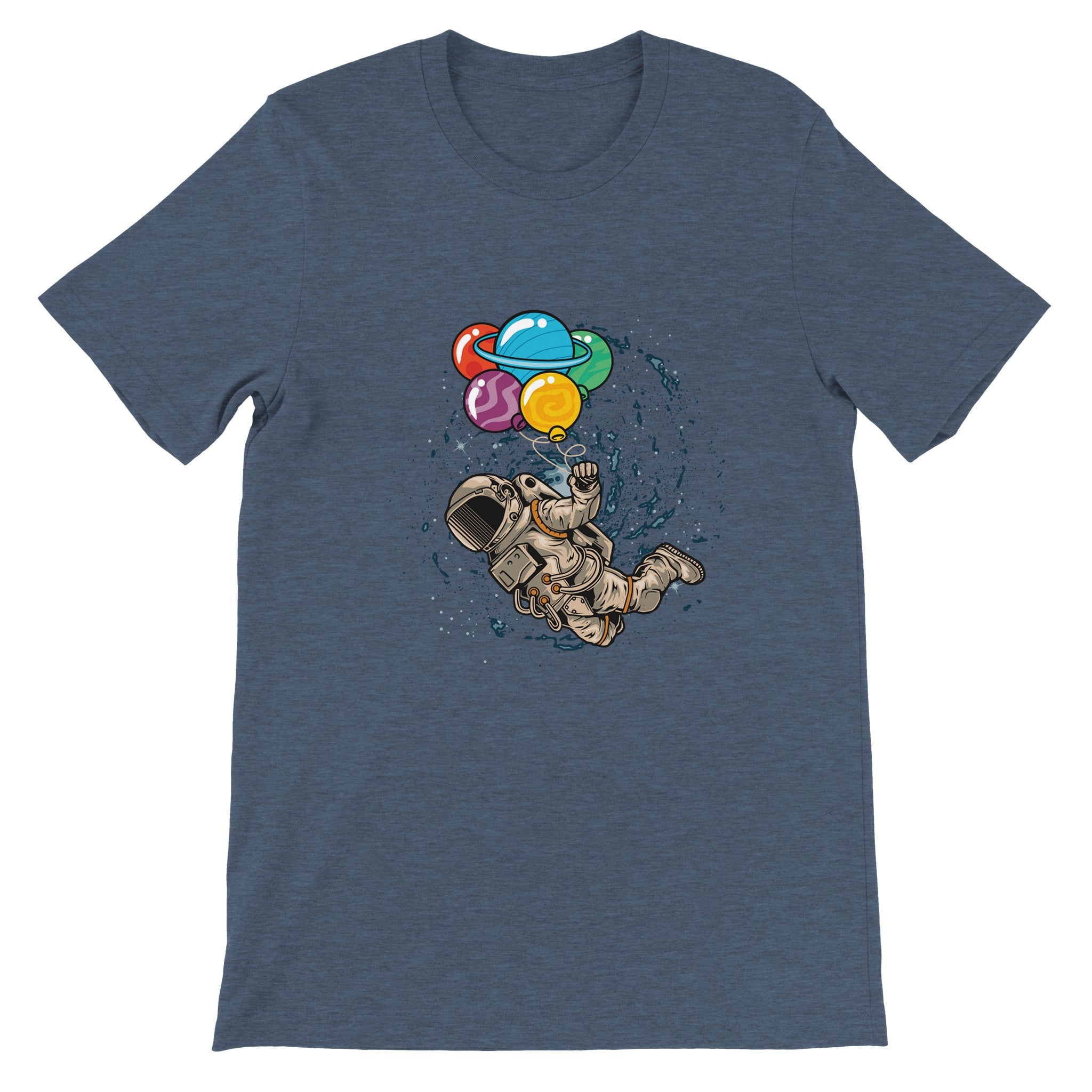 Budget Unisex Crewneck T-shirt/Astronaut-Colorful-Balloon - Enet Images
