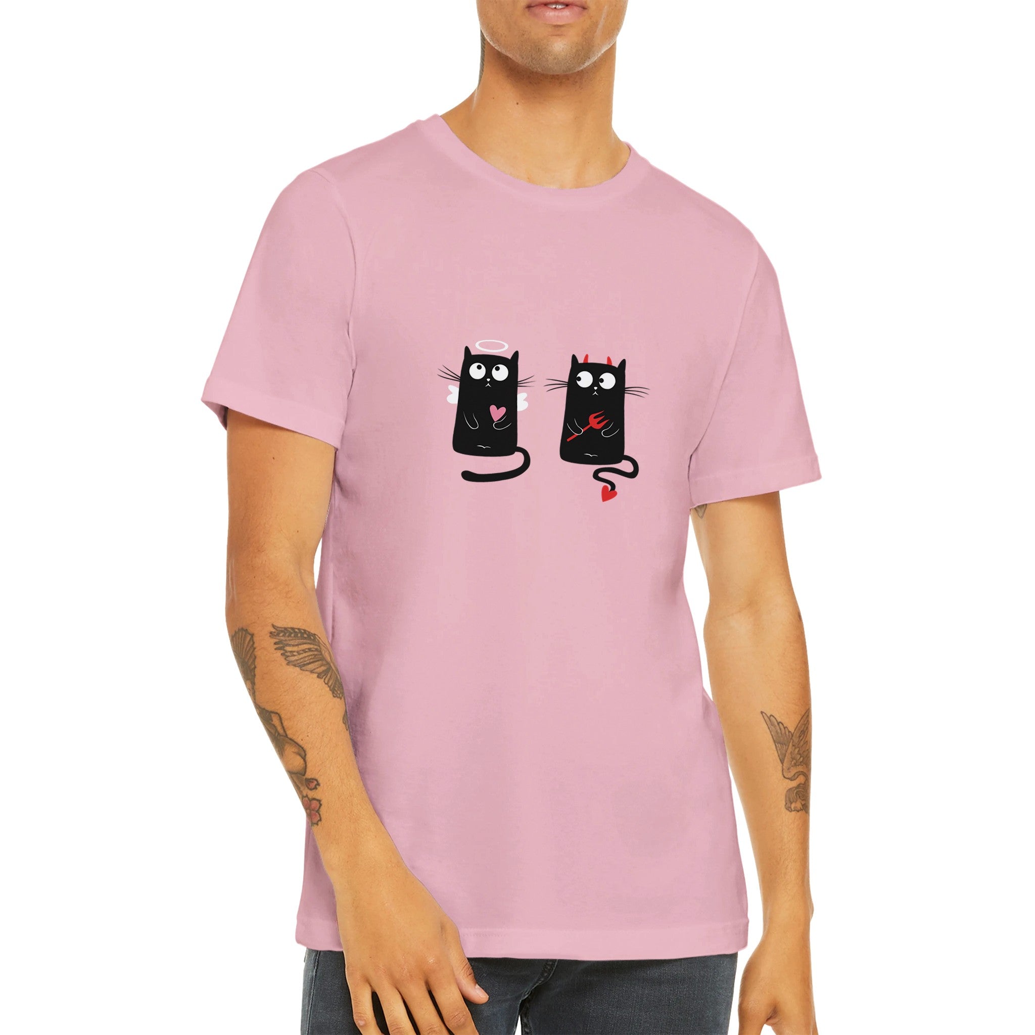 Budget Unisex Crewneck T-shirt/Cats-Love - Enet Images