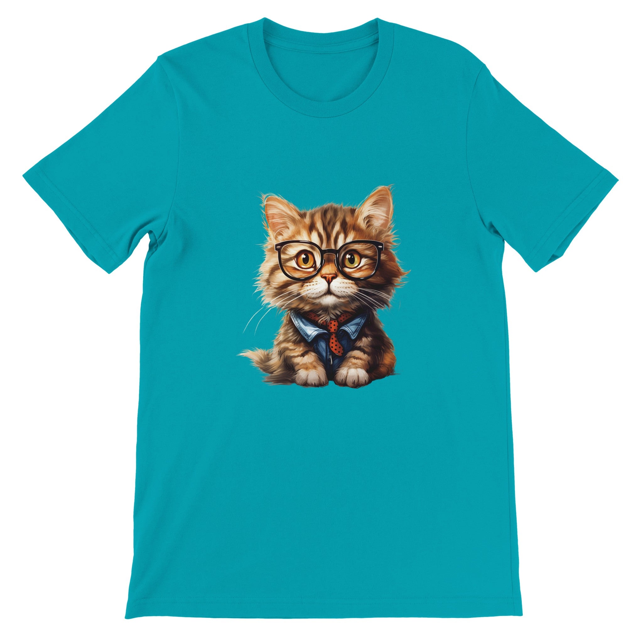 Budget Unisex Crewneck T-shirt/Cat-Glasses - Enet Images