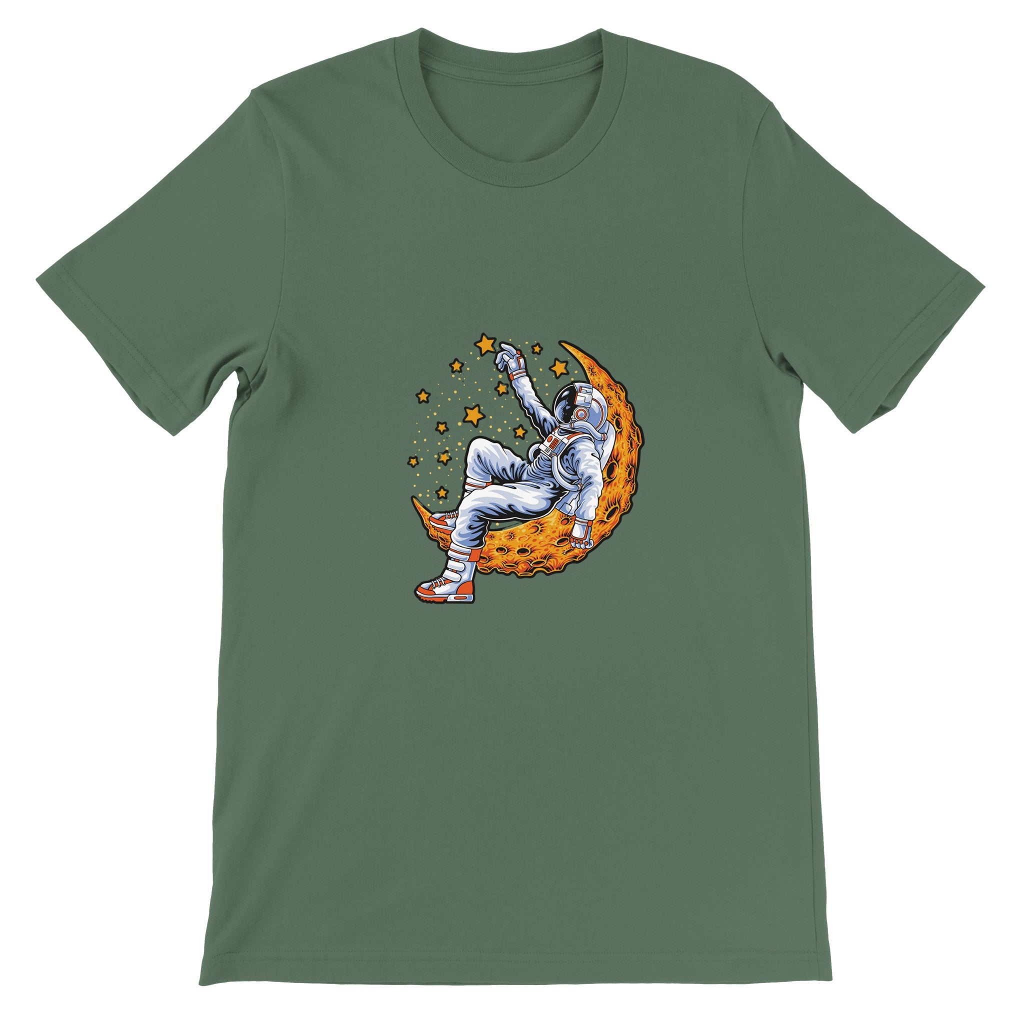 Budget Unisex Crewneck T-shirt/Astronaut-Relaxing-On-Moon - Enet Images