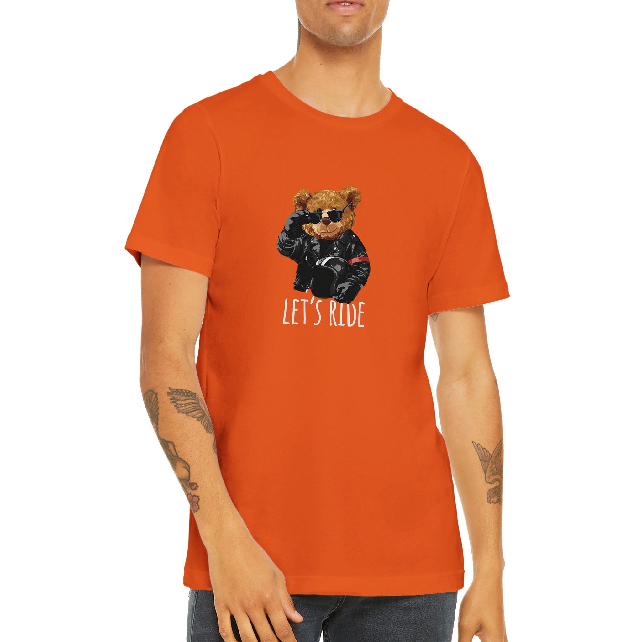 Budget Unisex Crewneck T-shirt/Teddy-Bear-Let's-Ride - Enet Images