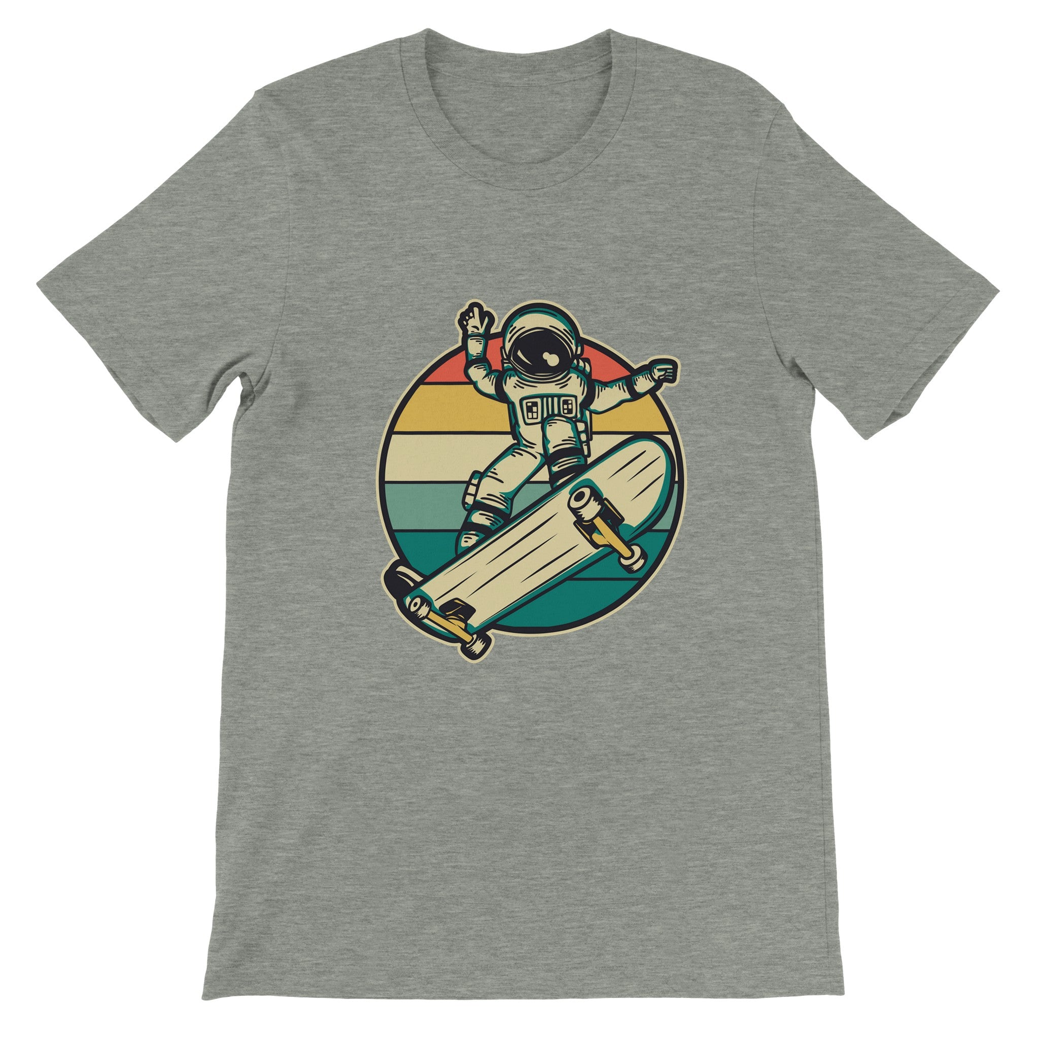 Budget Unisex Crewneck T-shirt/Astronaut-Skating-Retro - Enet Images