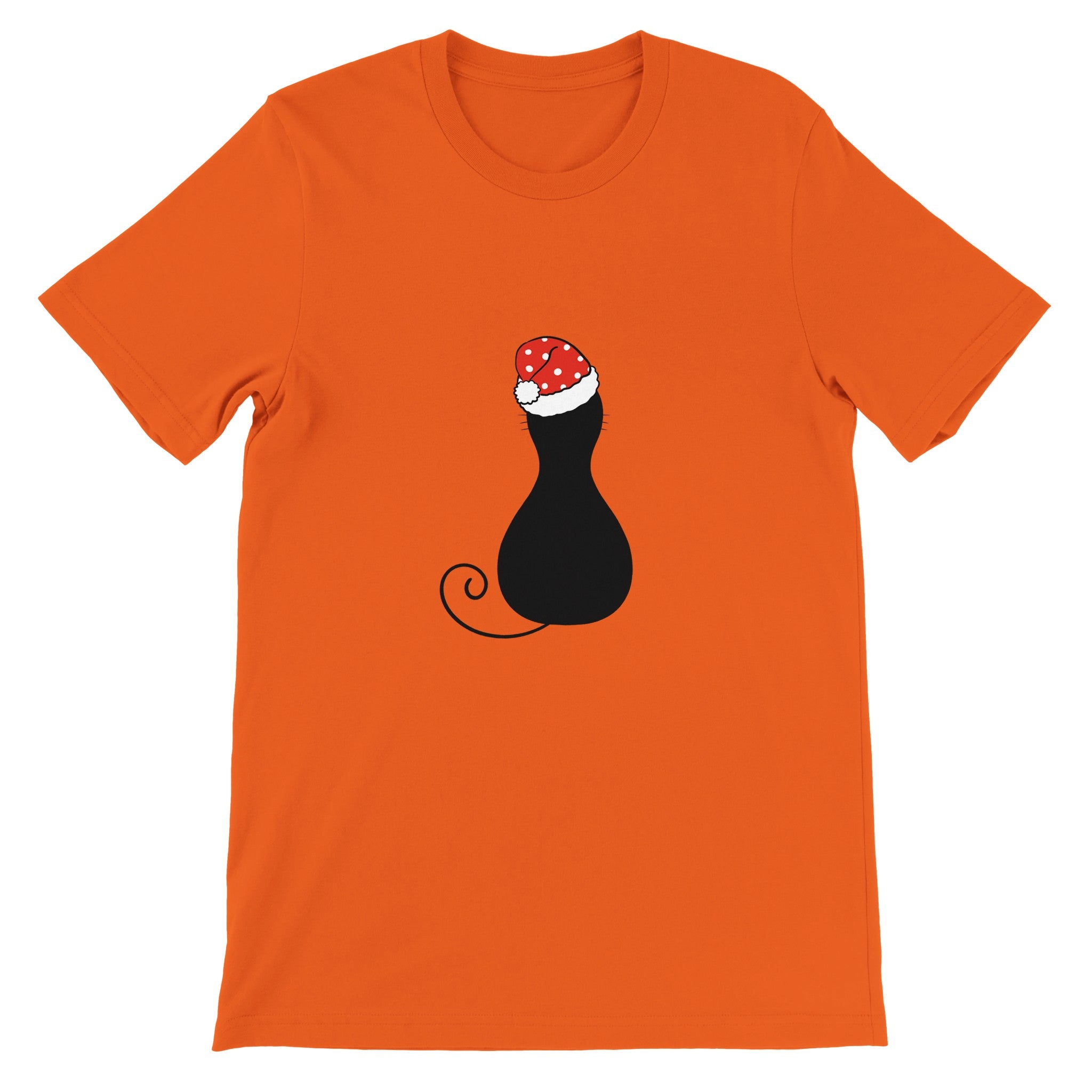 Budget Unisex Crewneck T-shirt/Black-Cat-Christmas - Enet Images