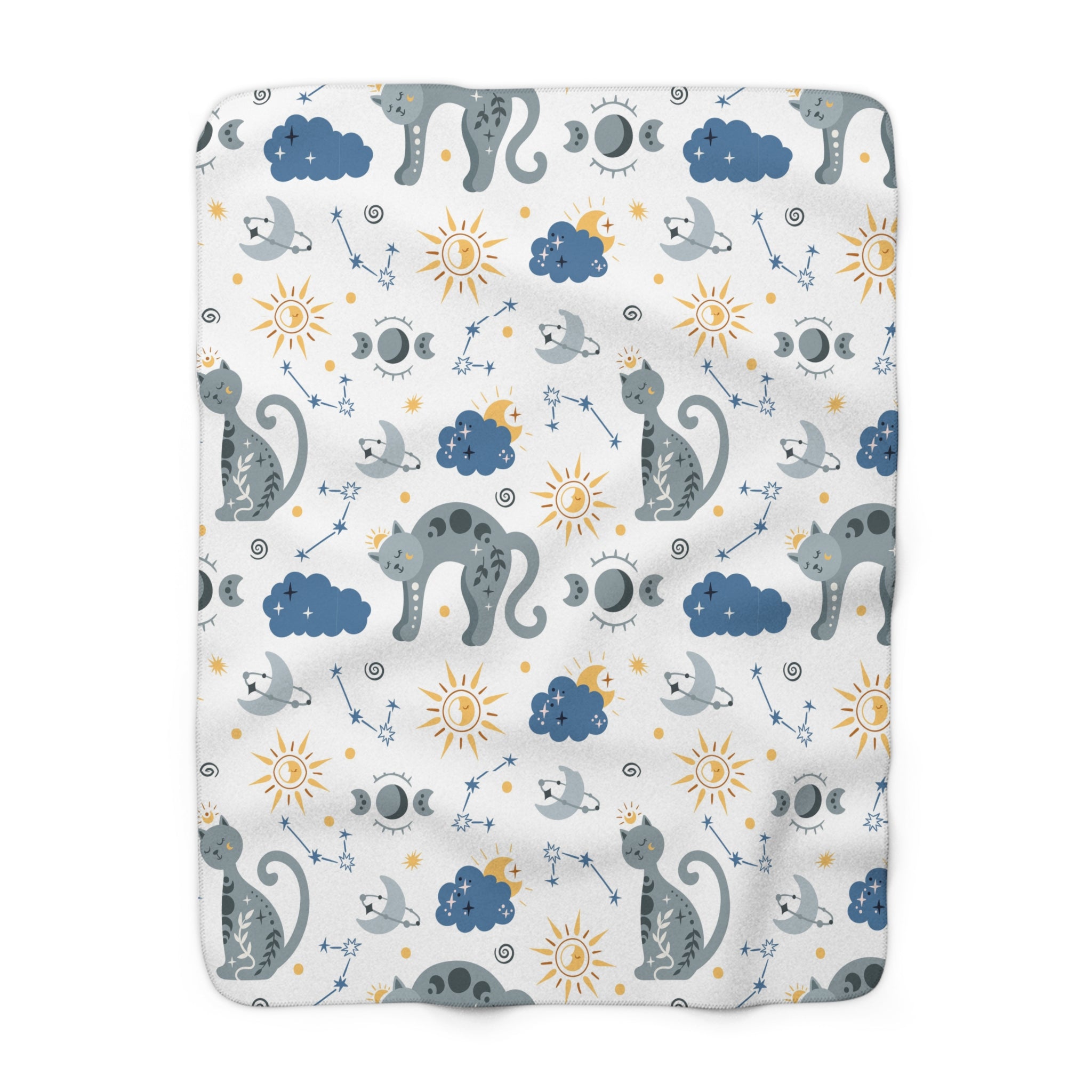 Boho Cat/Sherpa Fleece Blanket - Enet Images