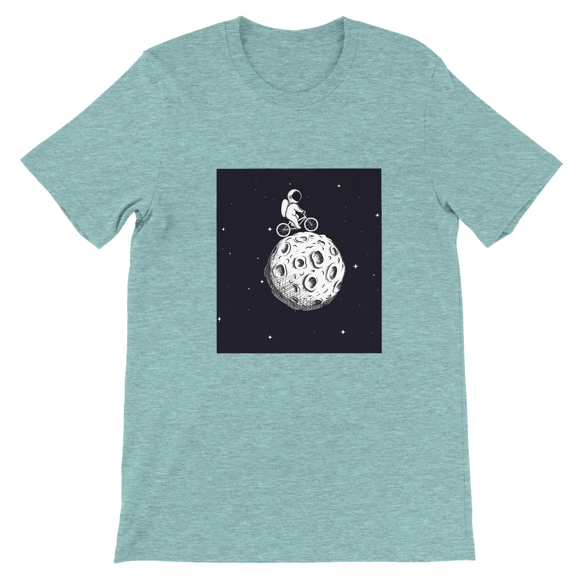 Budget Unisex Crewneck T-shirt/Astronaut-Cycling-Moon - Enet Images