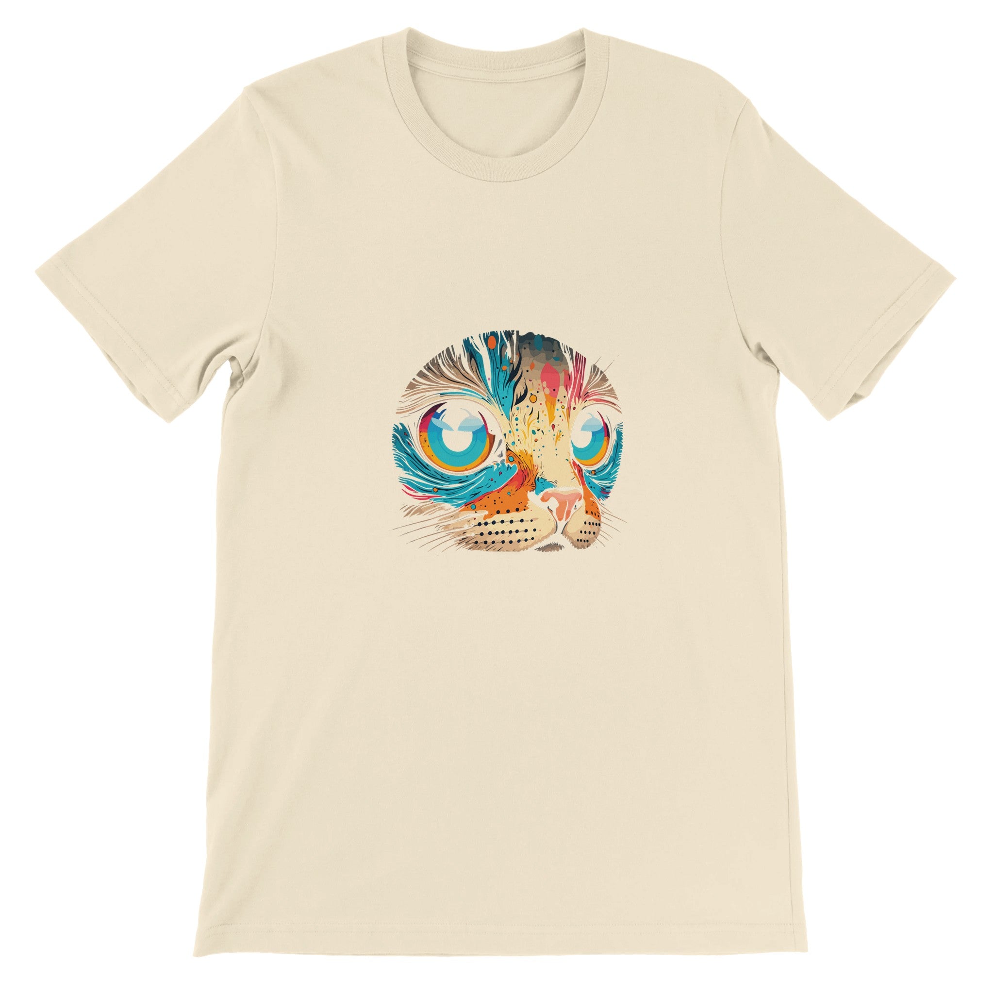 Budget Unisex Crewneck T-shirt/Colorful-Cat-Face - Enet Images