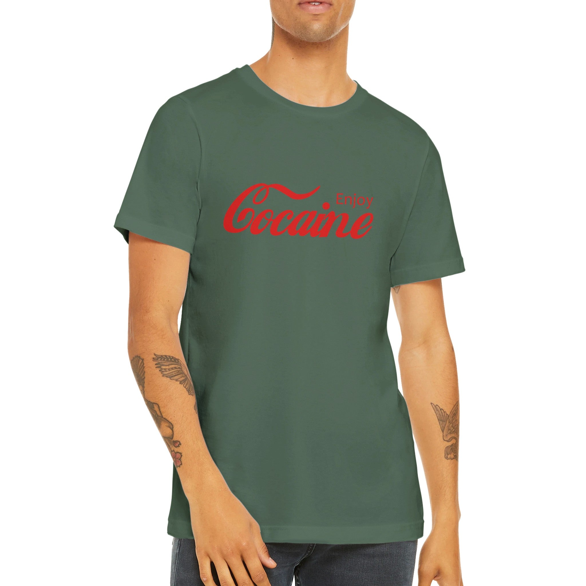 Budget Unisex Crewneck T-shirt/Cocaine-Enjoy-Funny - Enet Images