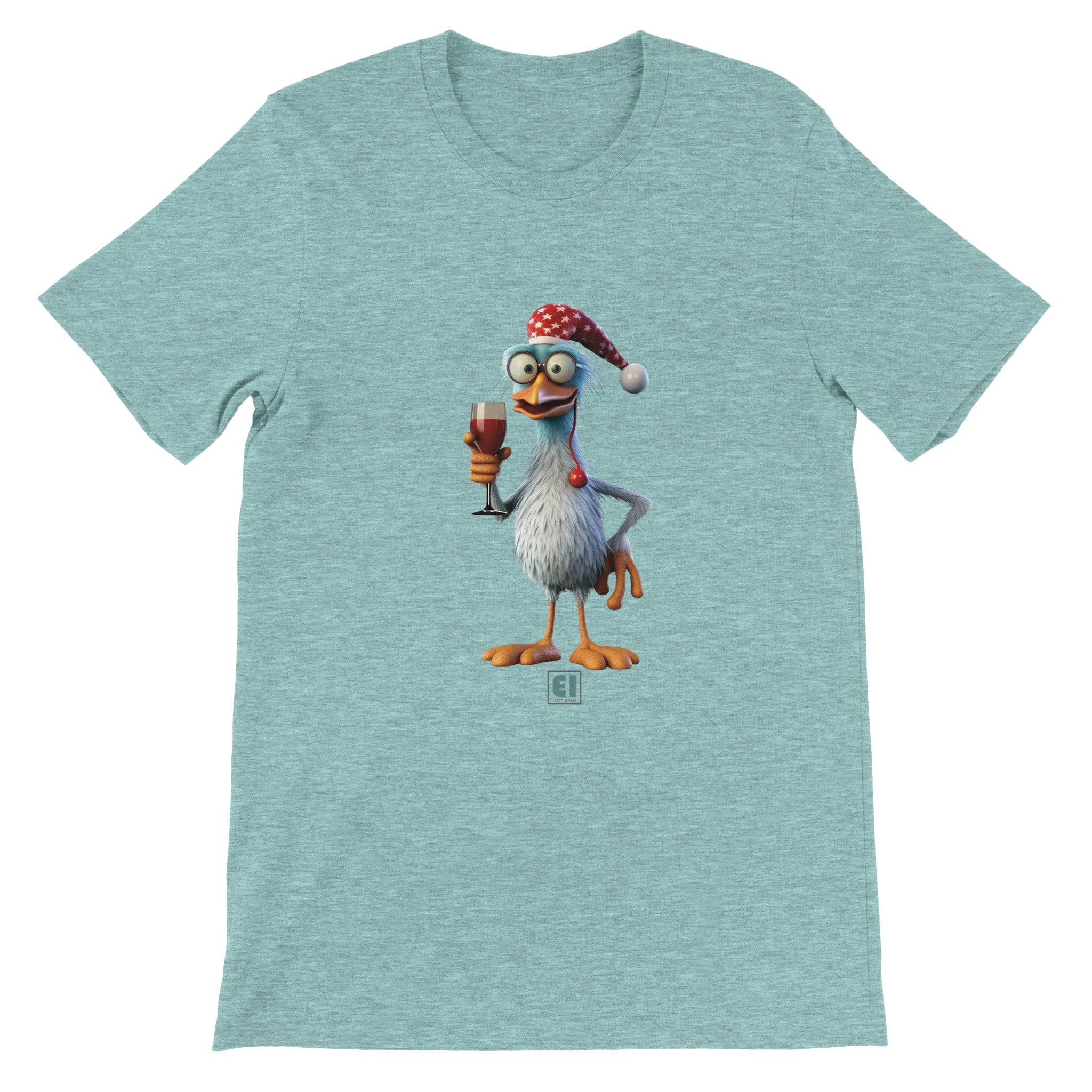 Budget Unisex Crewneck T-shirt/Rooster-Drinking-Wine - Enet Images