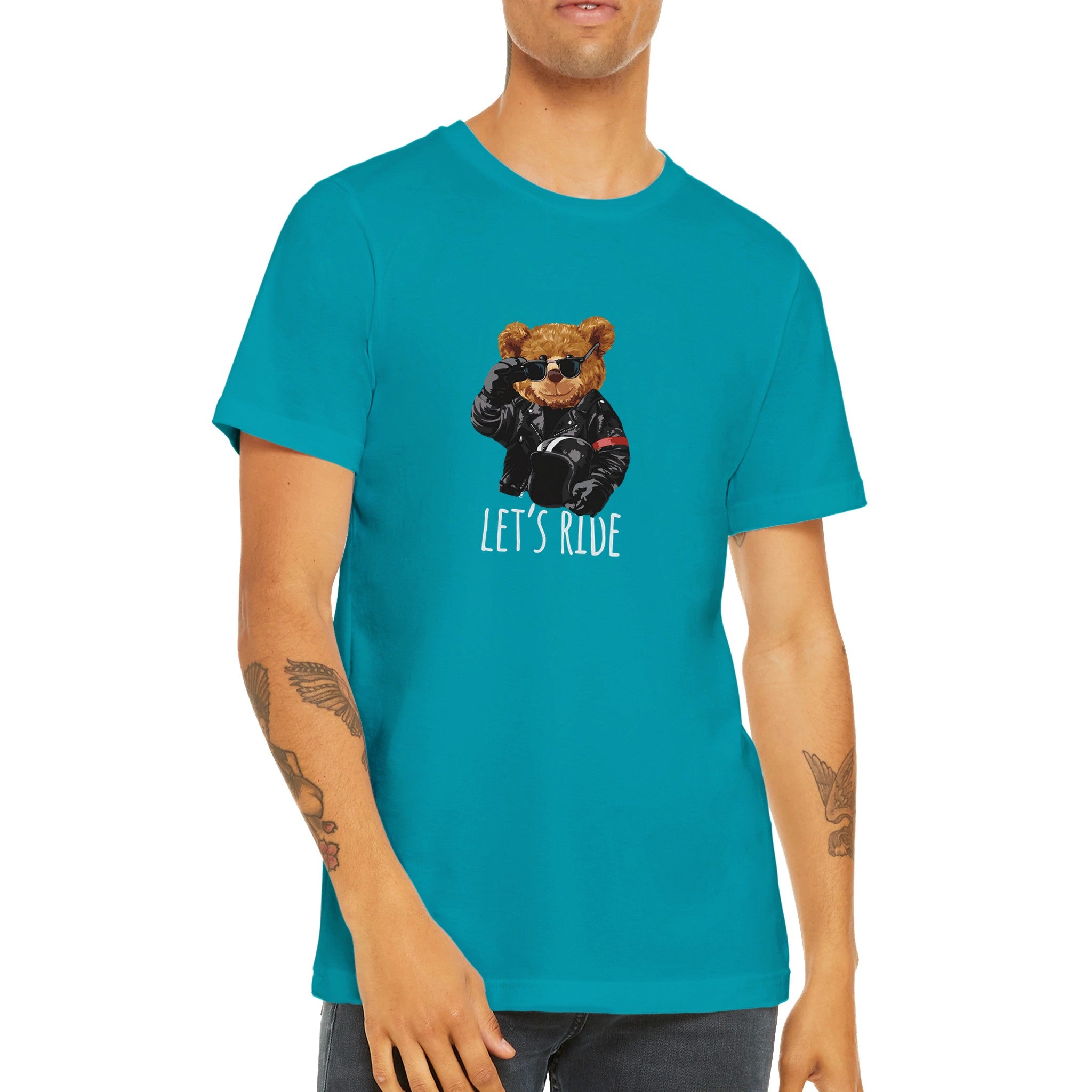 Budget Unisex Crewneck T-shirt/Teddy-Bear-Let's-Ride - Enet Images