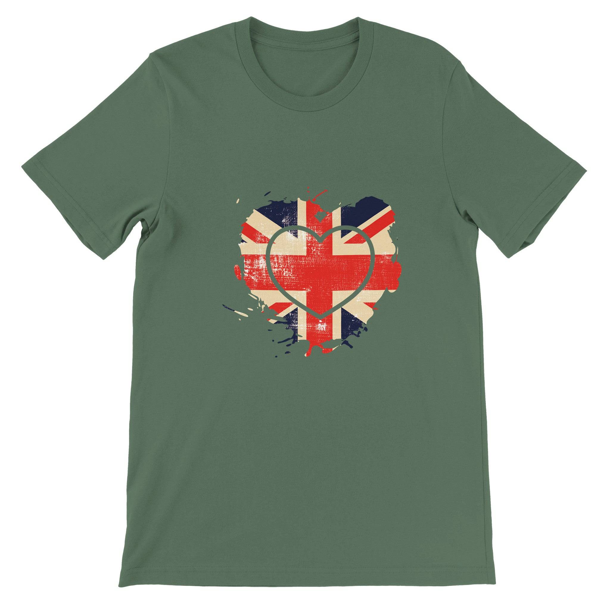 Budget Unisex Crewneck T-shirt/UK-Vintage-Flag-Heart - Enet Images
