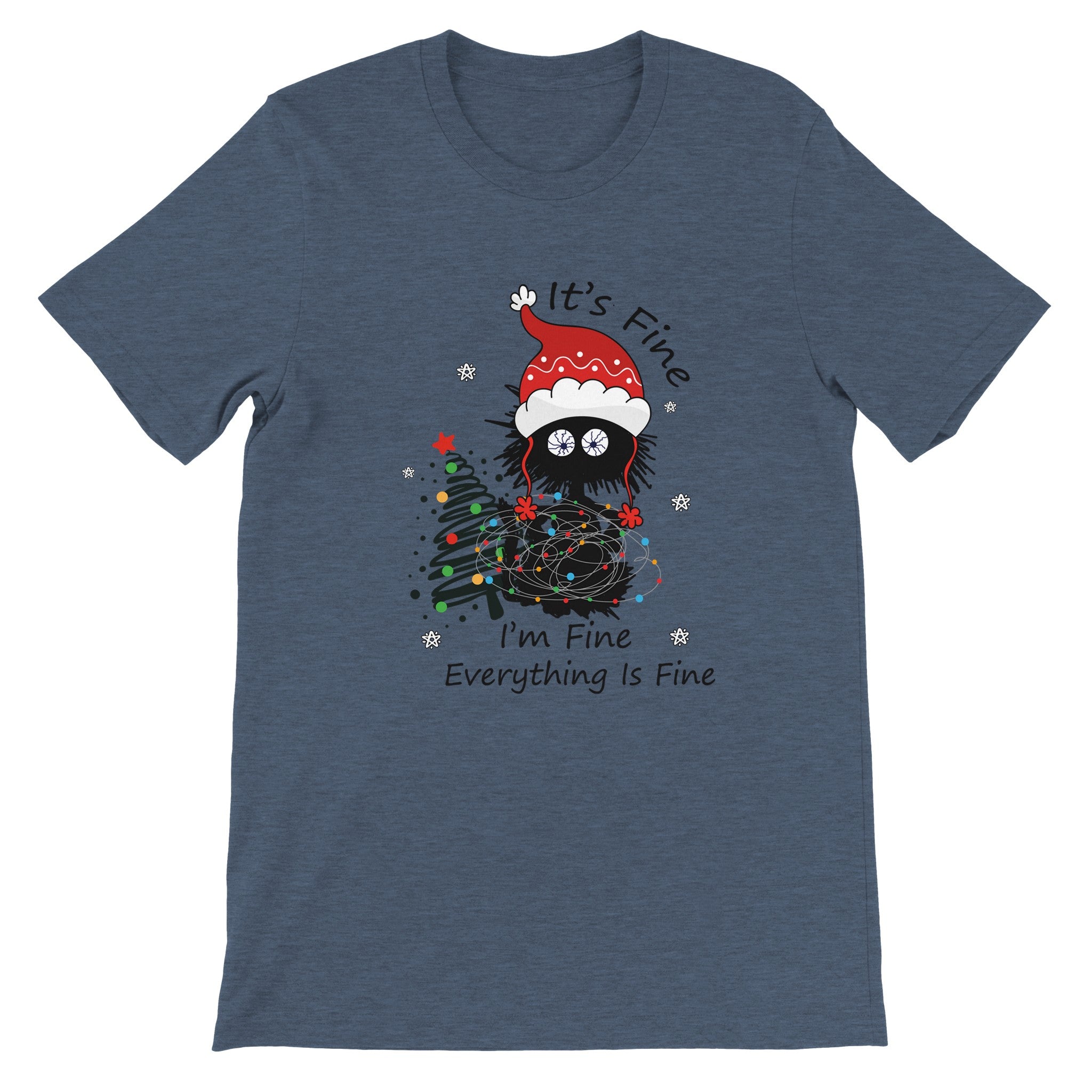 Budget Unisex Crewneck T-shirt/Cat-Christmas-Fairylights - Enet Images