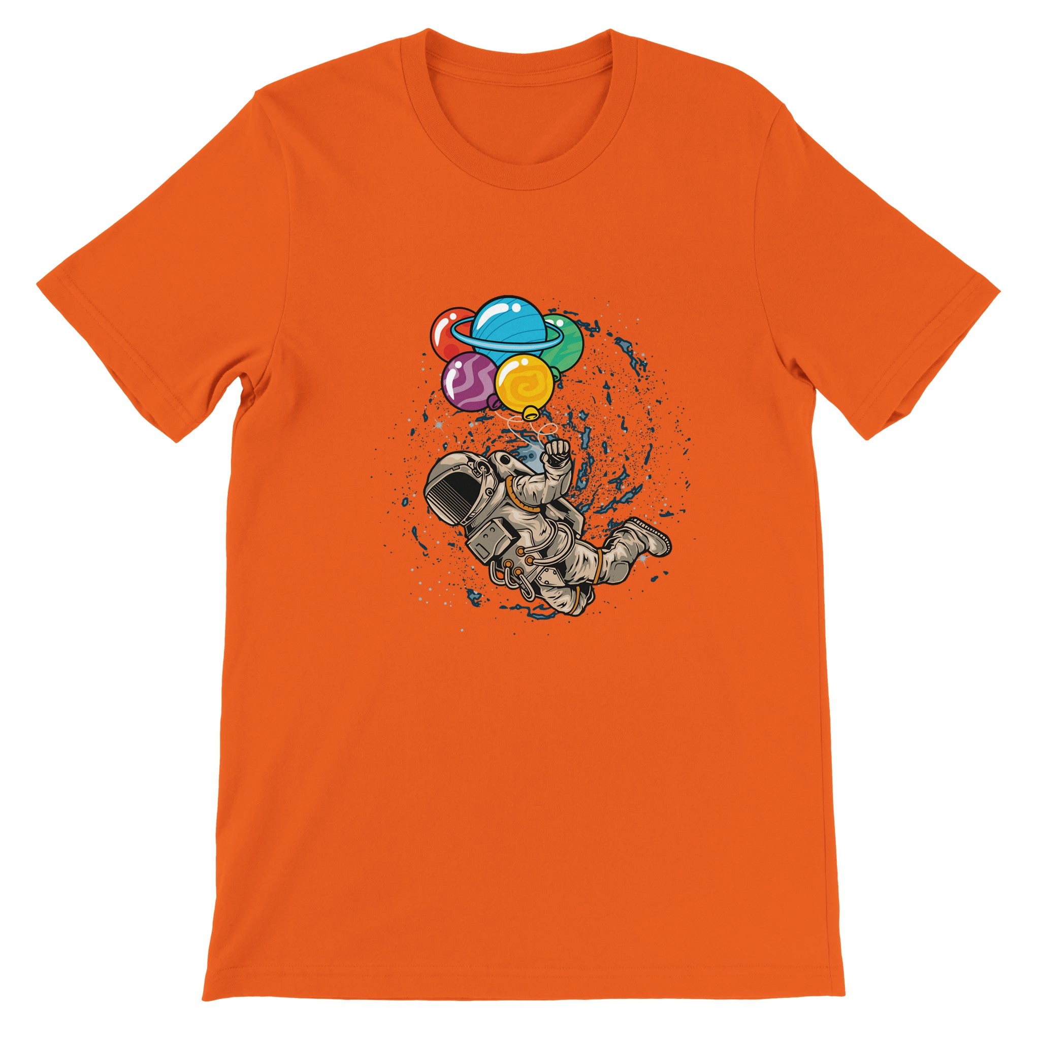 Budget Unisex Crewneck T-shirt/Astronaut-Colorful-Balloon - Enet Images