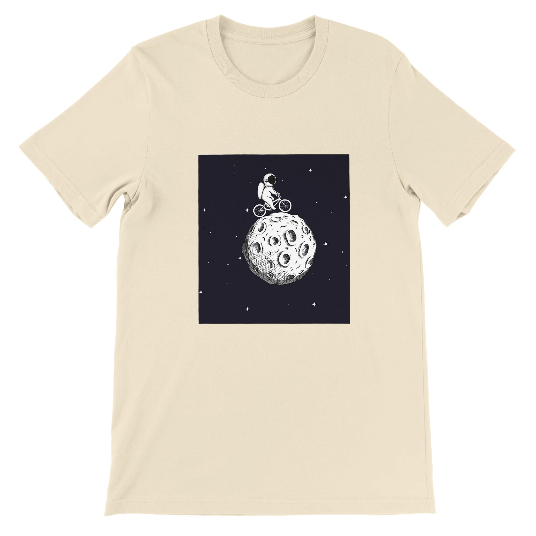 Budget Unisex Crewneck T-shirt/Astronaut-Cycling-Moon - Enet Images