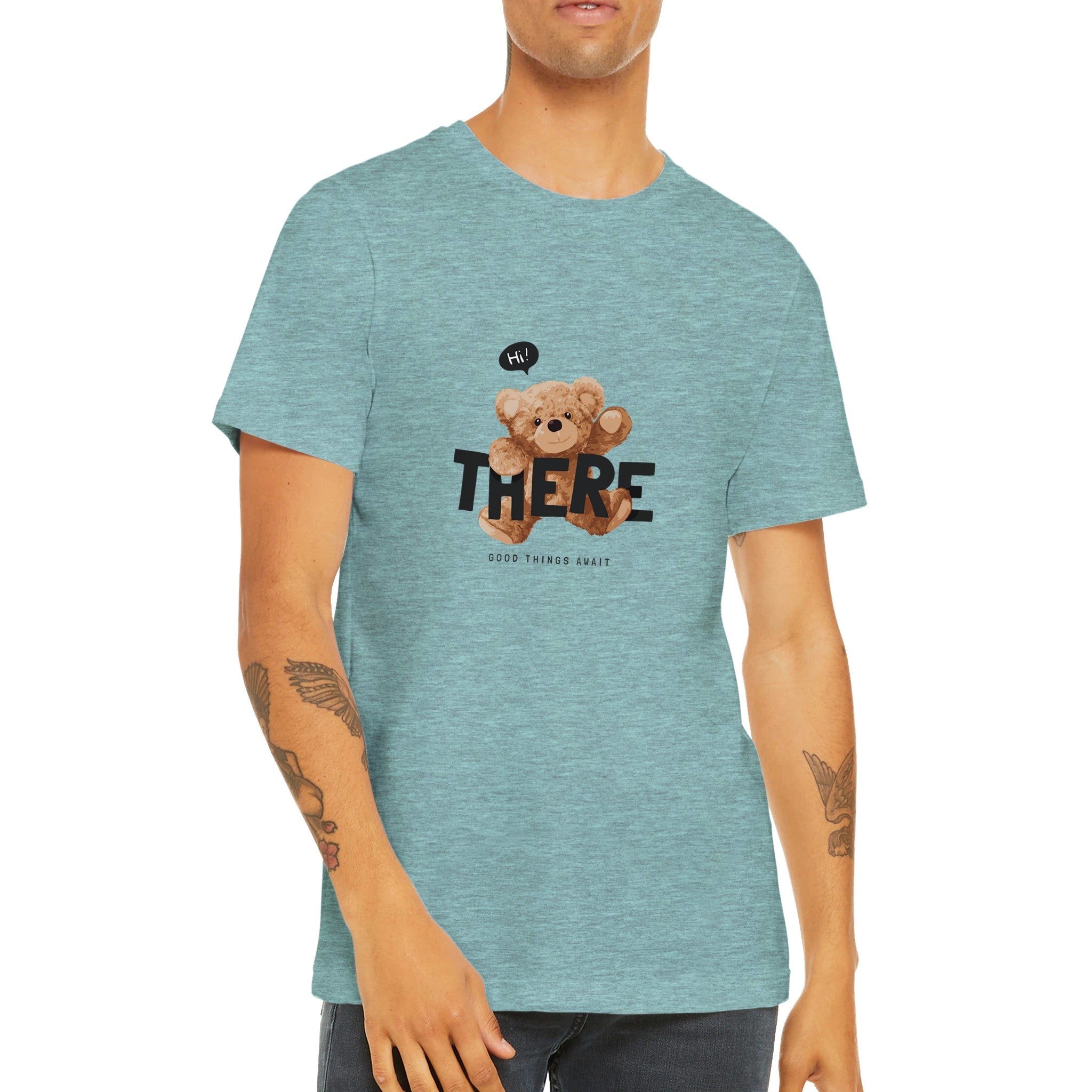 Budget Unisex Crewneck T-shirt/Teddy-Bear-Good-Things-Await - Enet Images