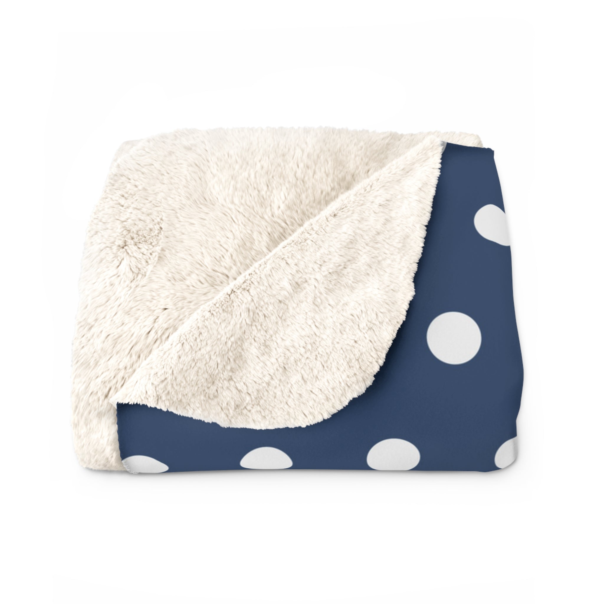 Dots Blue Polka/Sherpa Fleece Blanket - Enet Images
