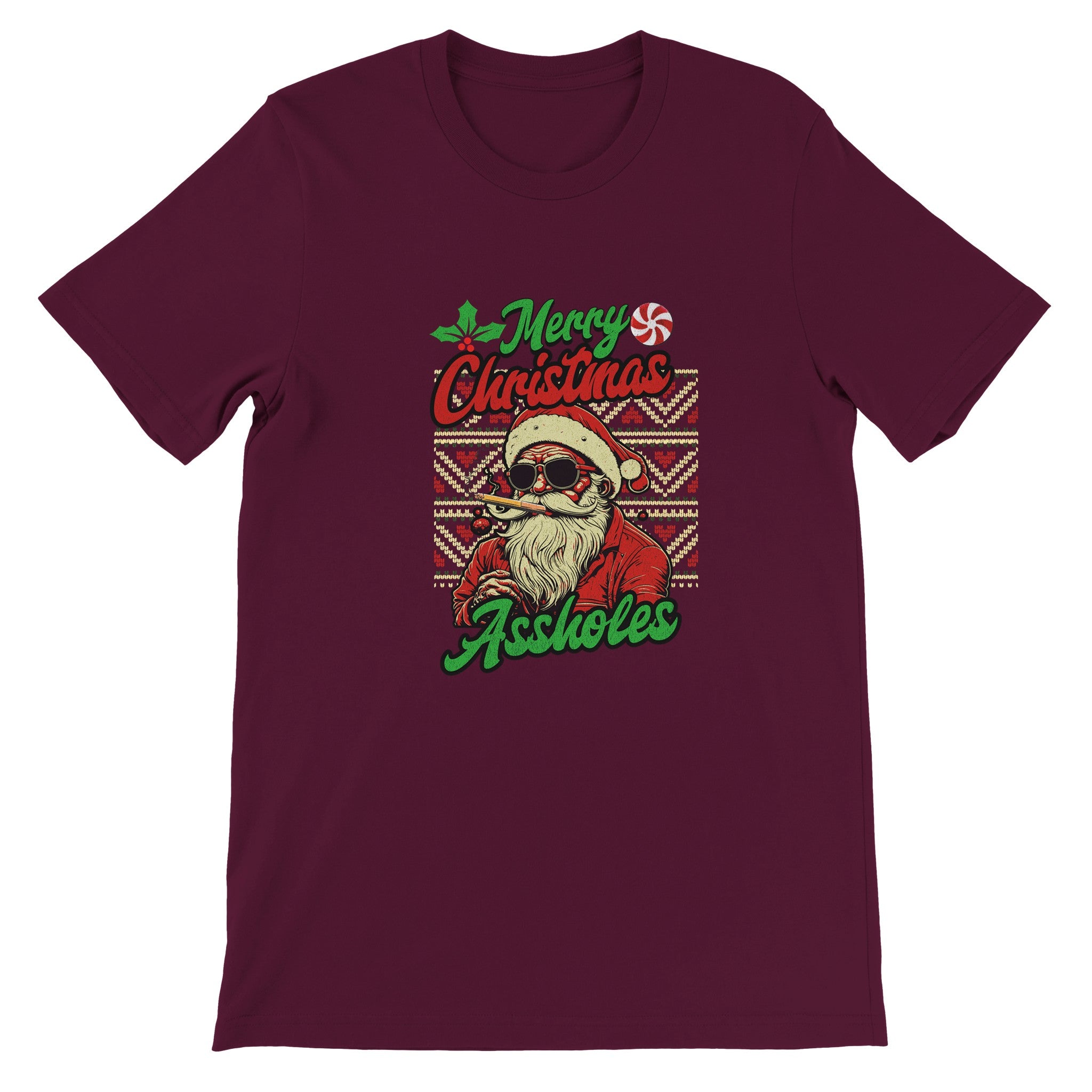 Budget Unisex Crewneck T-shirt/Santa-Merry-Christmas-@ssholes - Enet Images