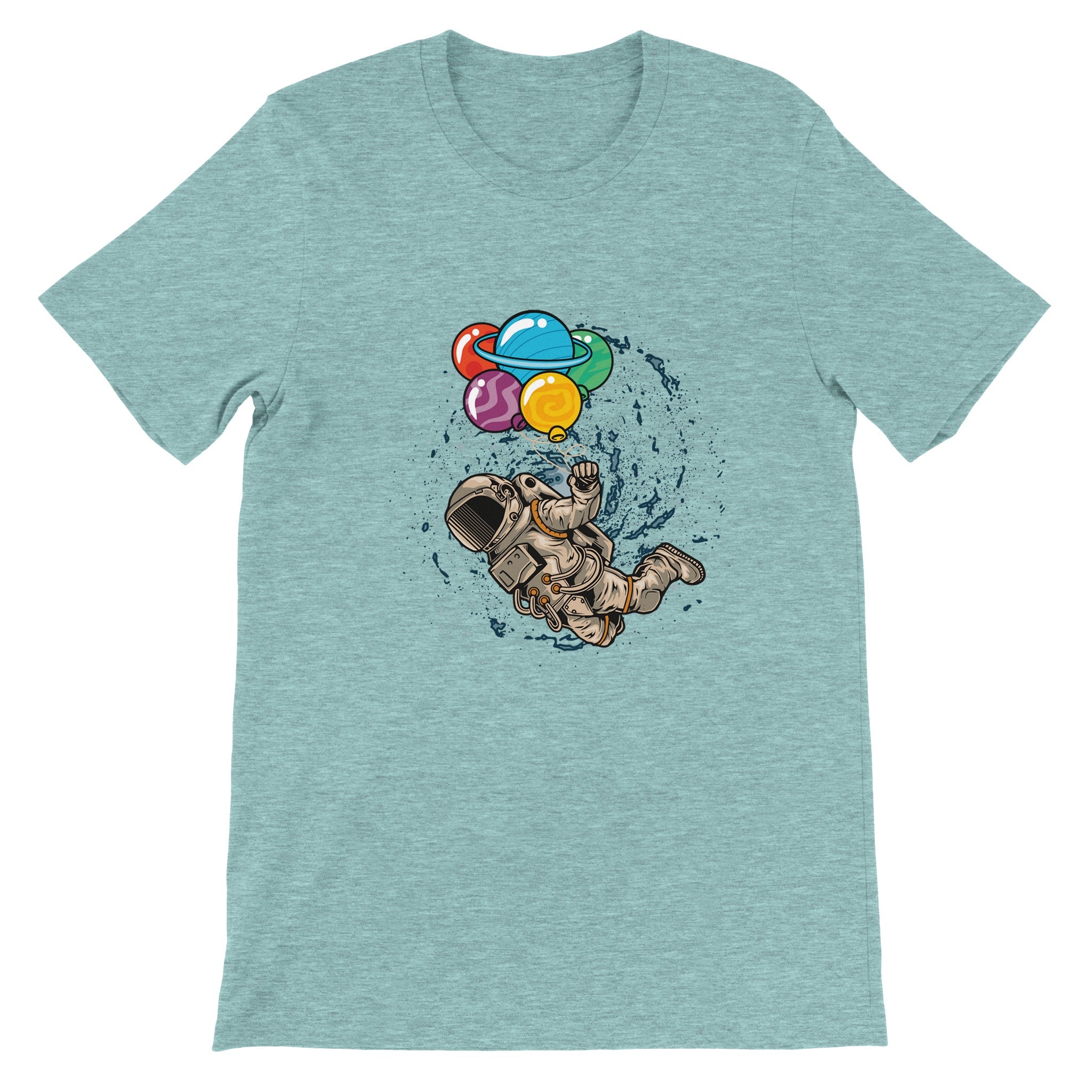 Budget Unisex Crewneck T-shirt/Astronaut-Colorful-Balloon - Enet Images